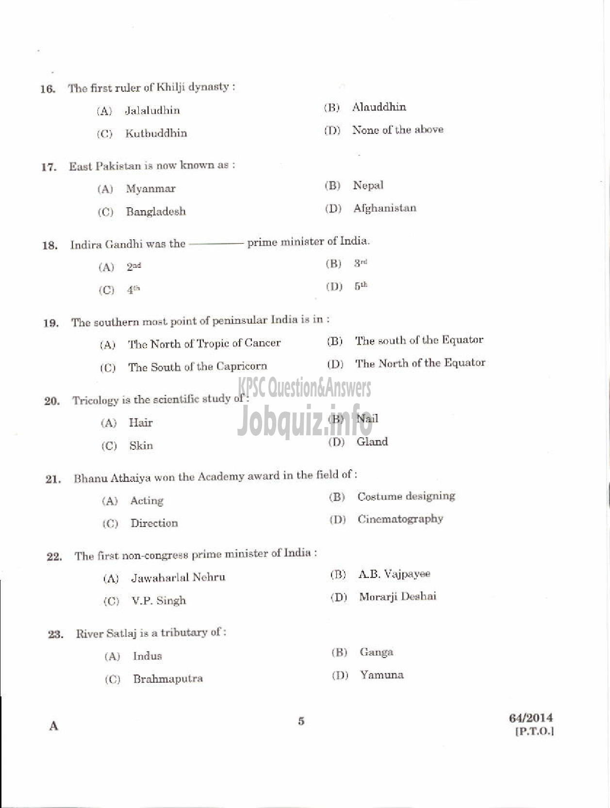Kerala PSC Question Paper - STEWARD SC DEVELOPMENT TVM KLM KTM KKD KNR KSGD DISTRICTS-3