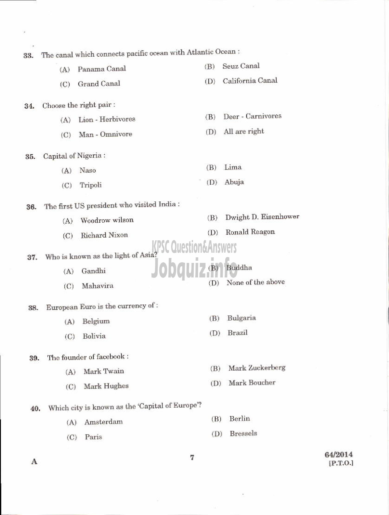 Kerala PSC Question Paper - STEWARD SC DEVELOPMENT TVM KLM KTM KKD KNR KSGD DISTRICTS-5