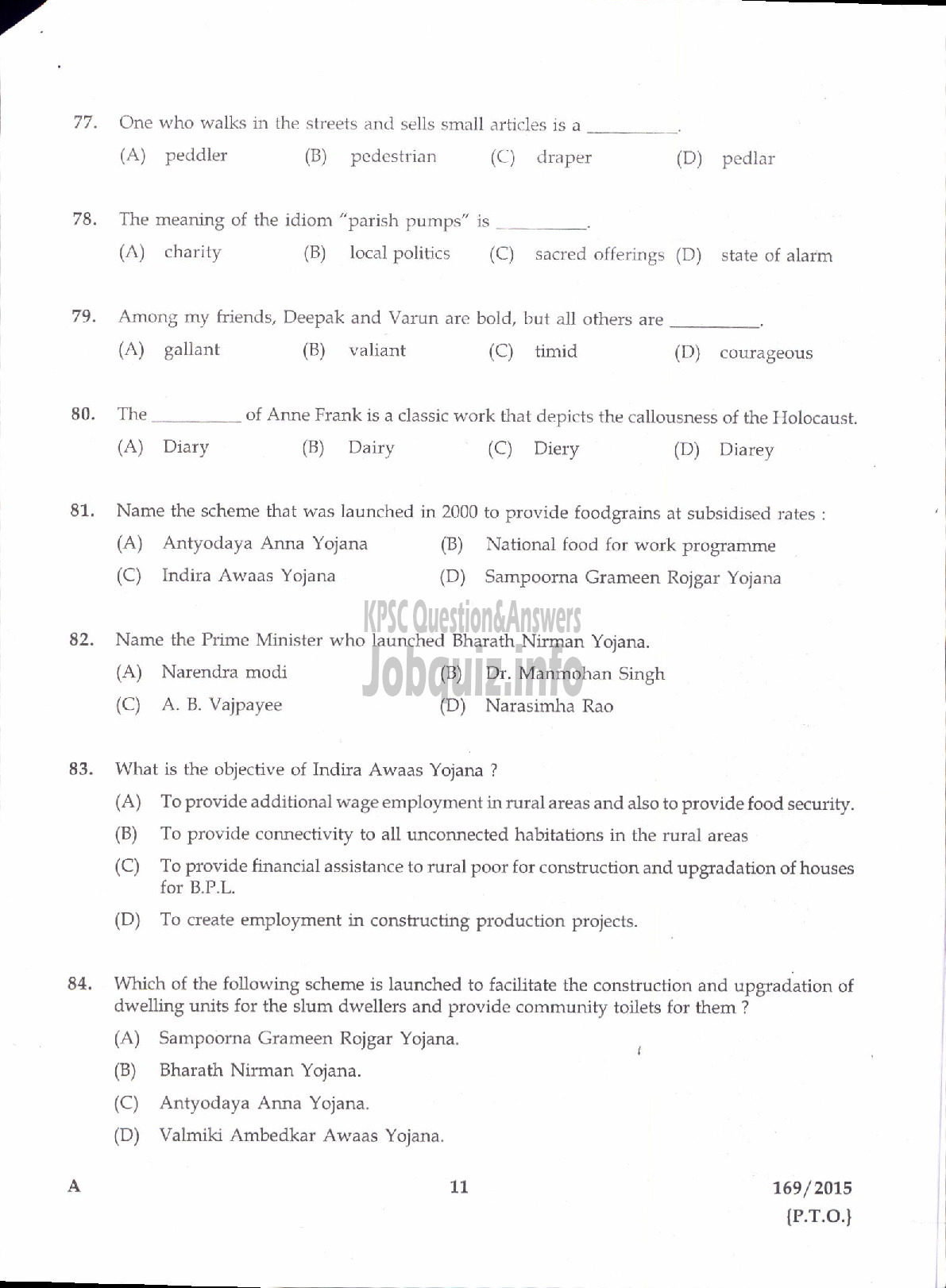 Kerala PSC Question Paper - SUB INSPECTOR OF POLICE TRAINEE POLICE KERALA CIVIL POLICE /ARMED POLICE SUB INSPECTOR TRAINEE POLICE ARMED POLICE BN/ASST JAILER GR I /SUPERINTENDENT SUB JAIL /EXCISE INSPECTOR EXCISE-9