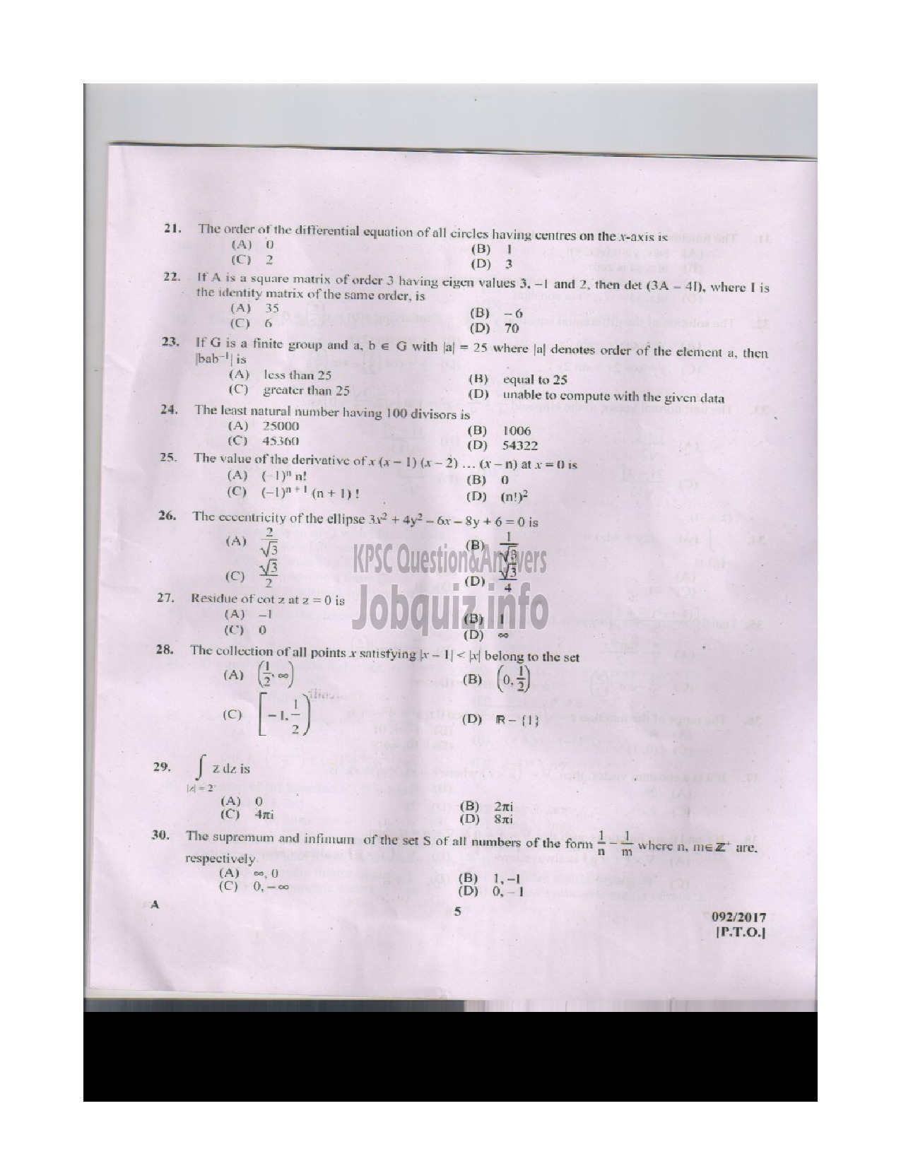 Kerala PSC Question Paper - SUPERINTENDENT OF SURVEY SURVEY AND LAND RECORDS-4