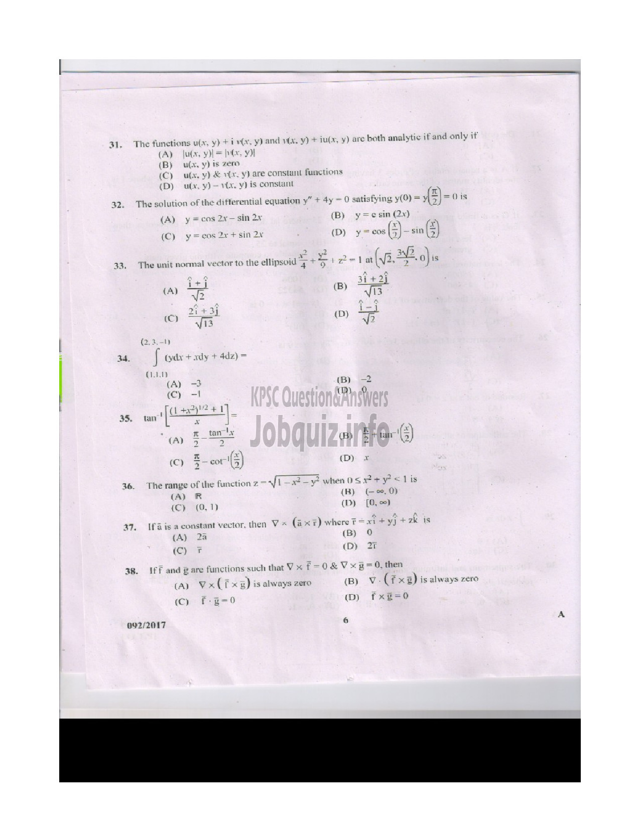 Kerala PSC Question Paper - SUPERINTENDENT OF SURVEY SURVEY AND LAND RECORDS-5