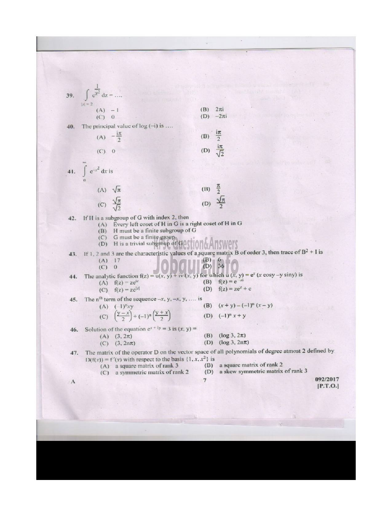 Kerala PSC Question Paper - SUPERINTENDENT OF SURVEY SURVEY AND LAND RECORDS-6