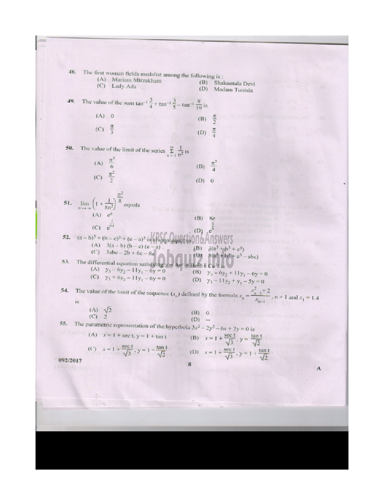 Kerala PSC Question Paper - SUPERINTENDENT OF SURVEY SURVEY AND LAND RECORDS-7