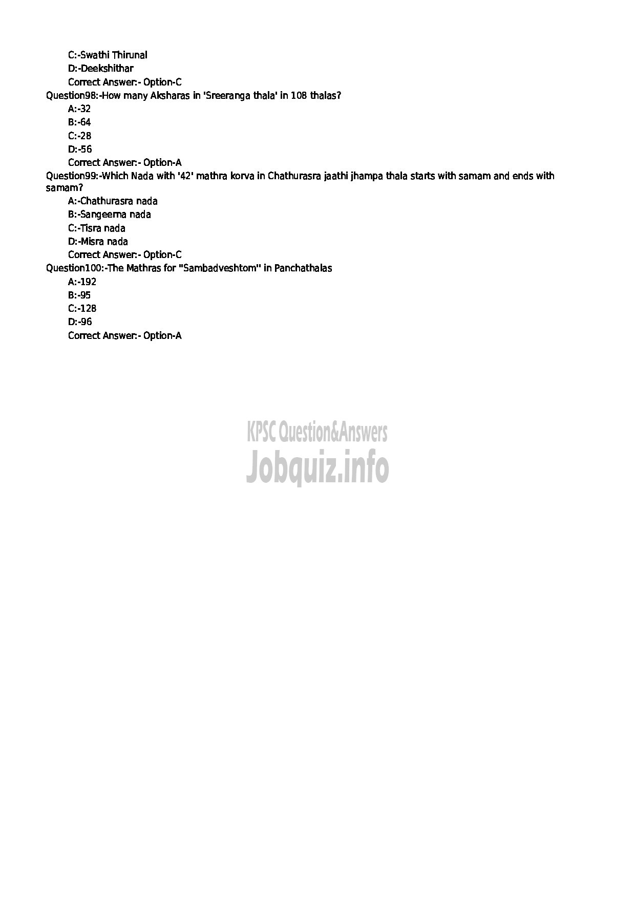 Kerala PSC Question Paper - SUPPORTING ARTIST IN MRIDANGAM FOR DANCE KERALA NATANAM KERALA COLLEGIATE EDUCATION MUSIC COLLEGES-11