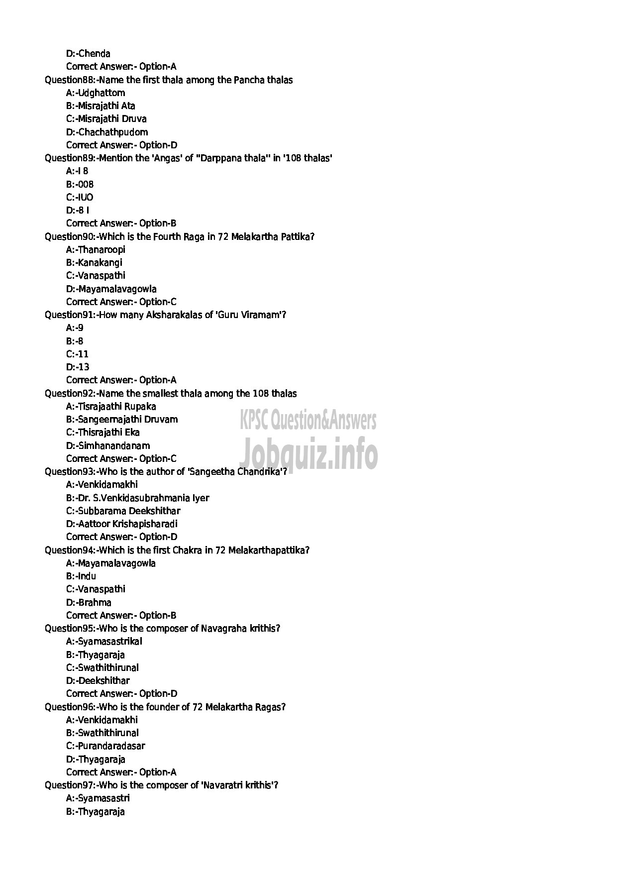 Kerala PSC Question Paper - SUPPORTING ARTIST IN MRIDANGAM FOR DANCE KERALA NATANAM KERALA COLLEGIATE EDUCATION MUSIC COLLEGES-10