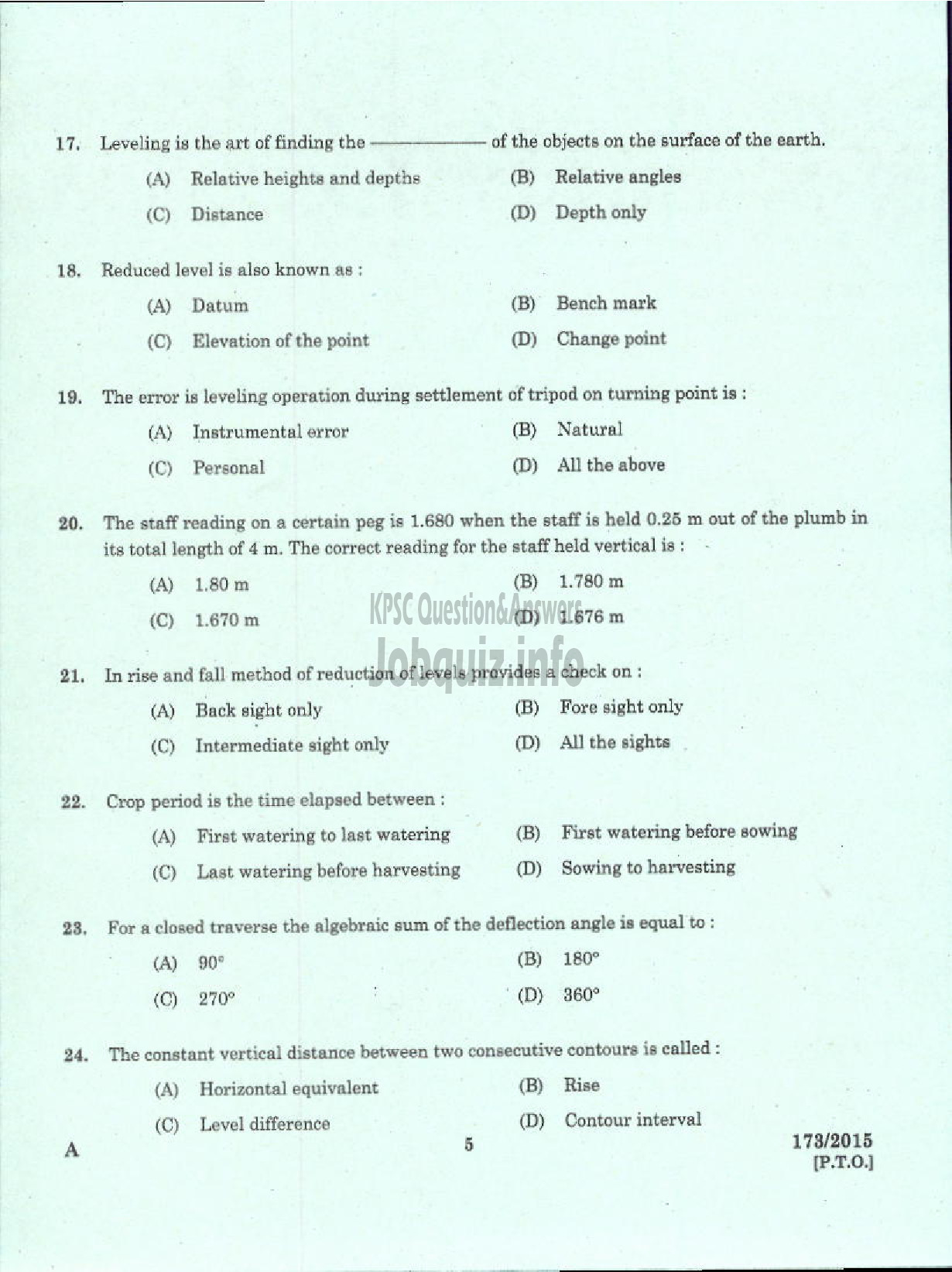 Kerala PSC Question Paper - SURVEYOR GR II SR FOR SC/ST SURVEY AND LAND RECORDS-3