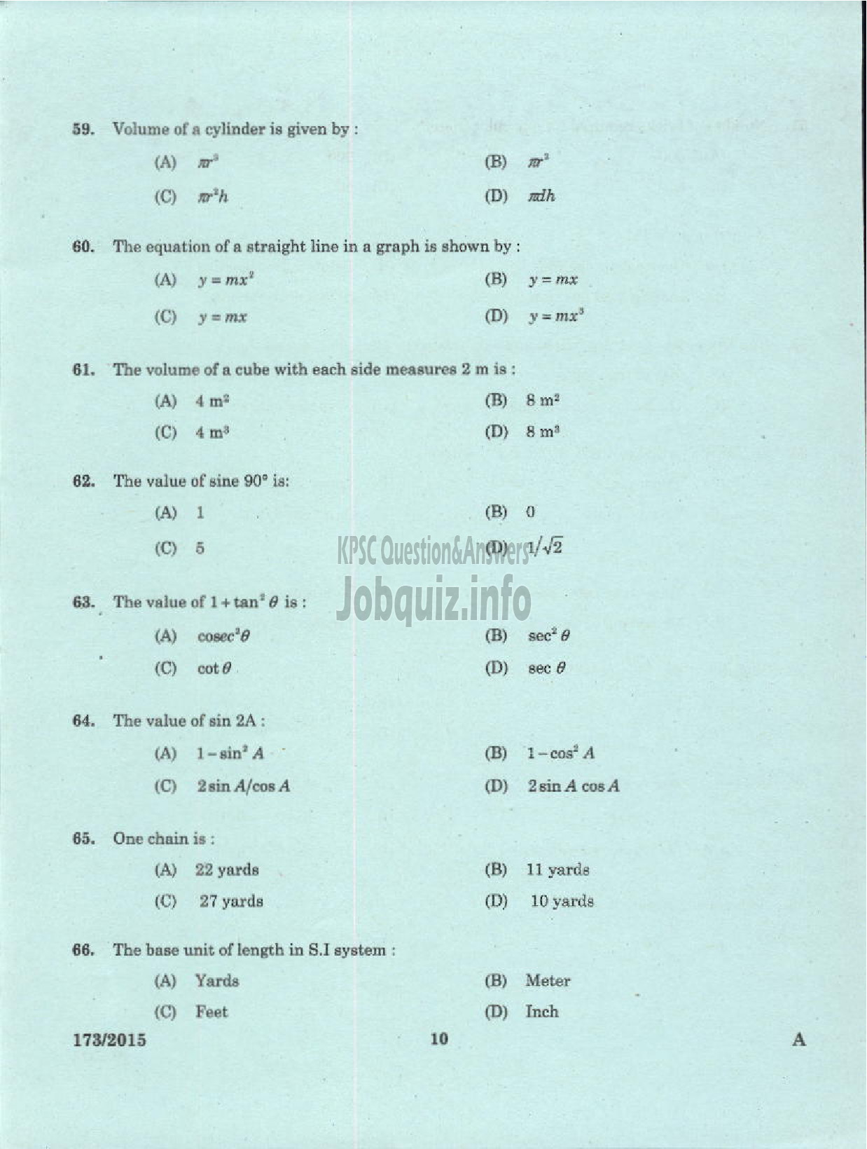 Kerala PSC Question Paper - SURVEYOR GR II SR FOR SC/ST SURVEY AND LAND RECORDS-8