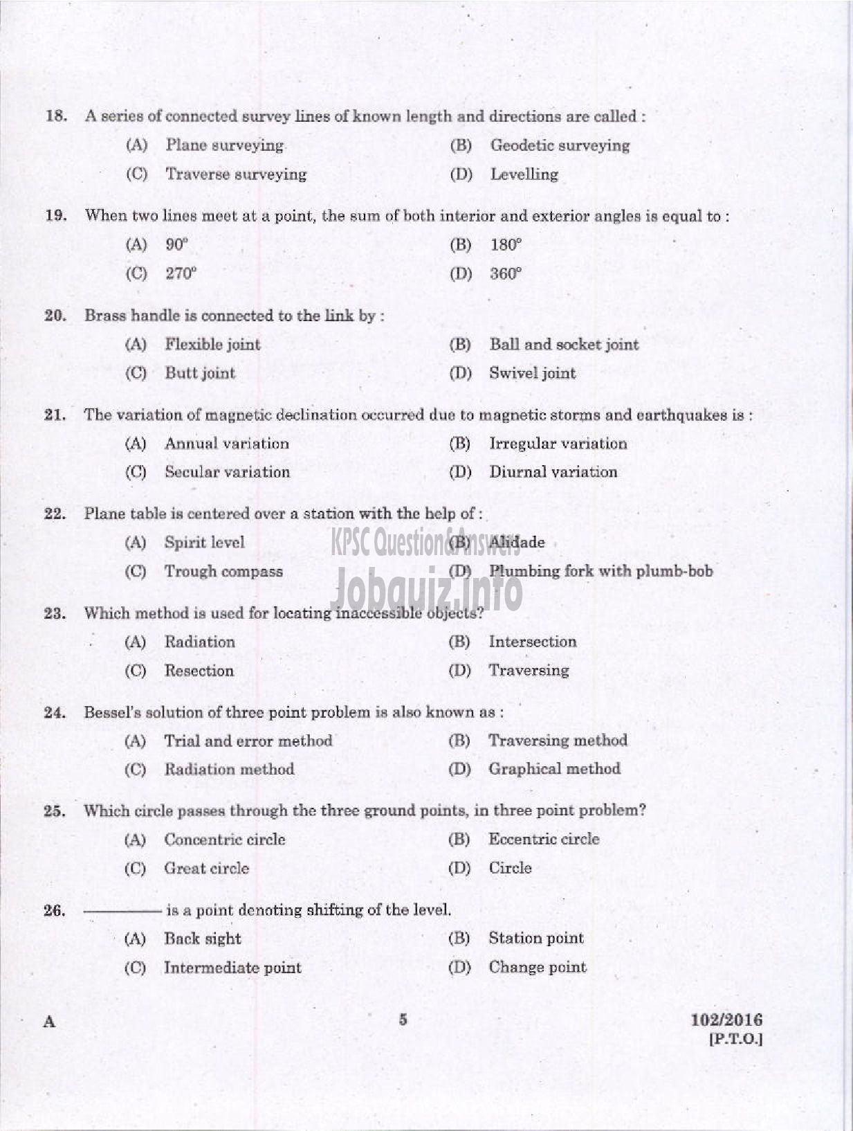 Kerala PSC Question Paper - SURVEYOR GR II SURVEY AND LAND RECORDS-3