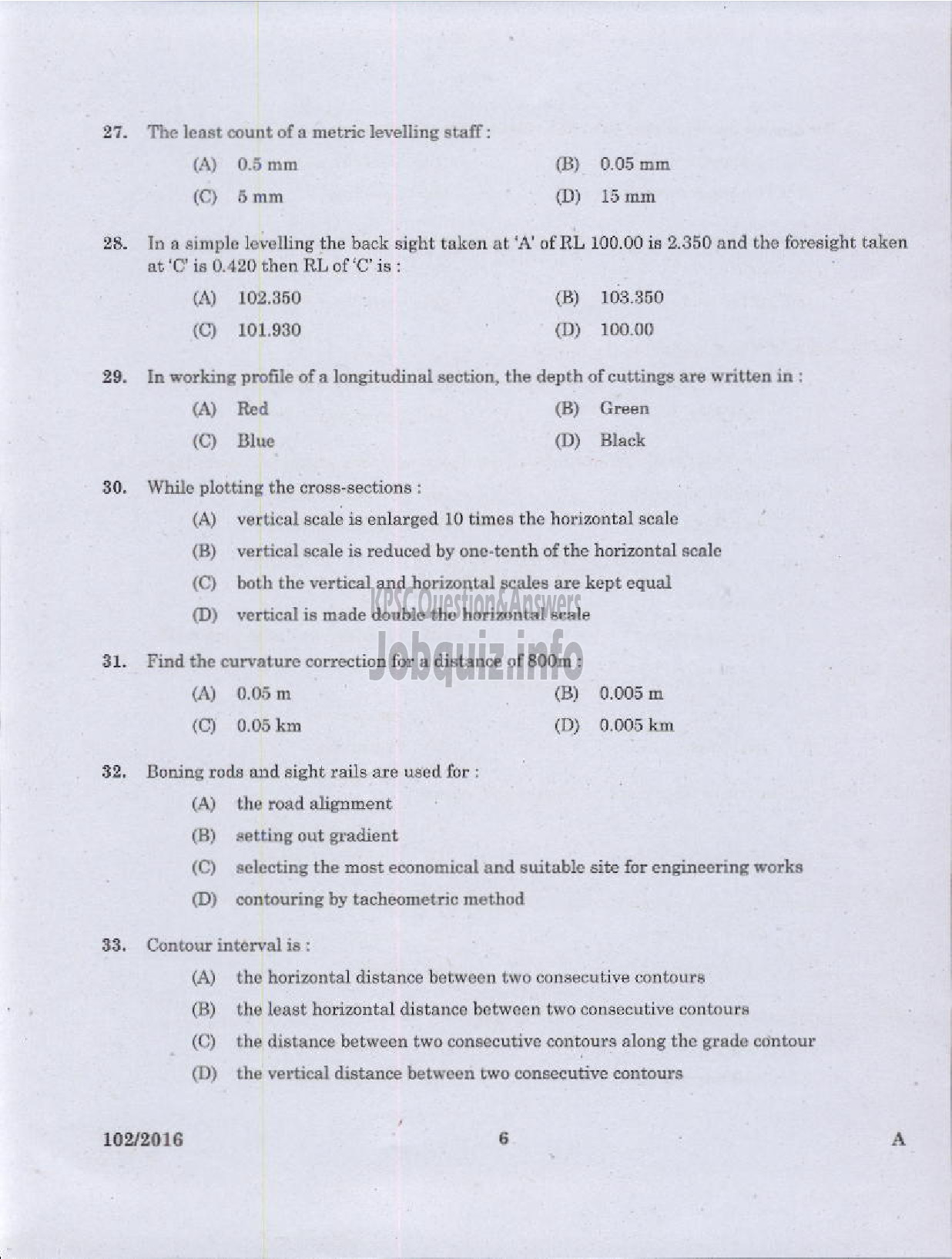 Kerala PSC Question Paper - SURVEYOR GR II SURVEY AND LAND RECORDS-4