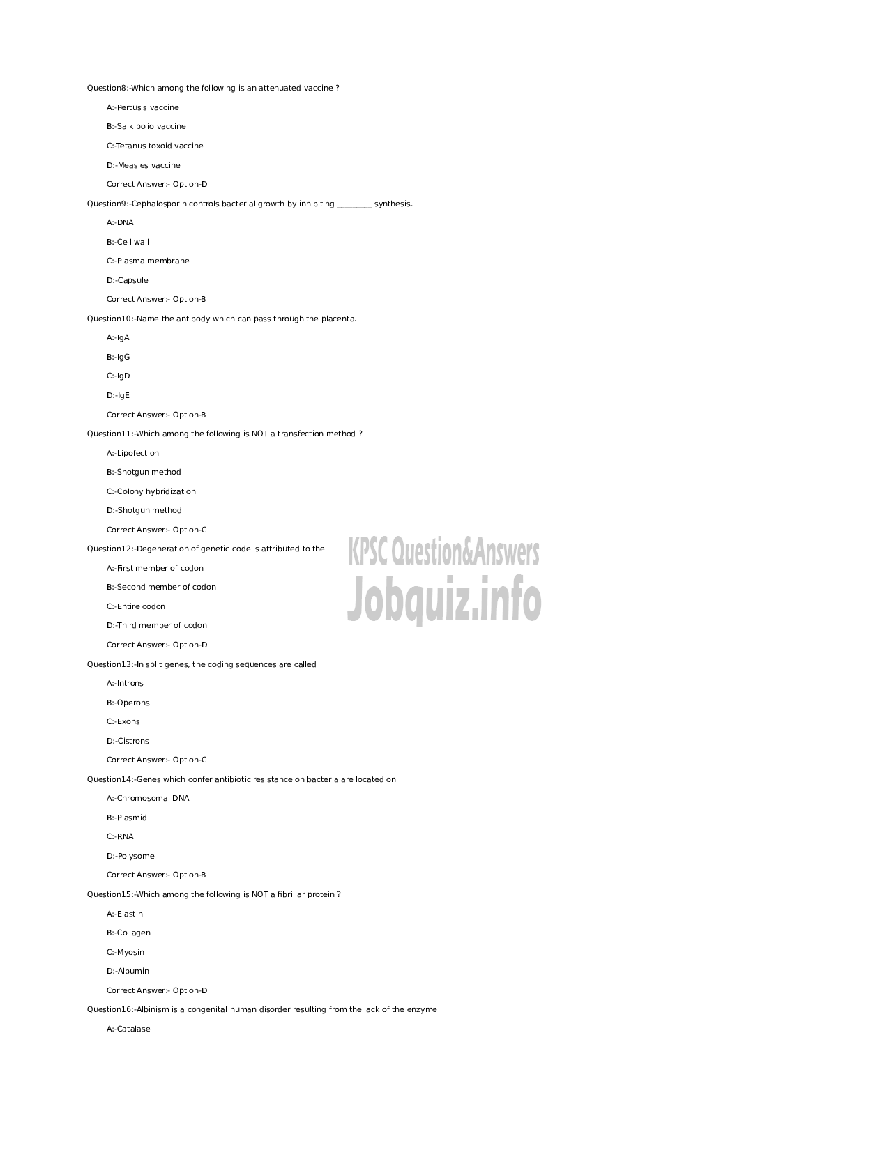 Kerala PSC Question Paper - Scientific Assistant (Biology) NCA- SC) - Kerala Police Service Forensic Science Laboratory  -2