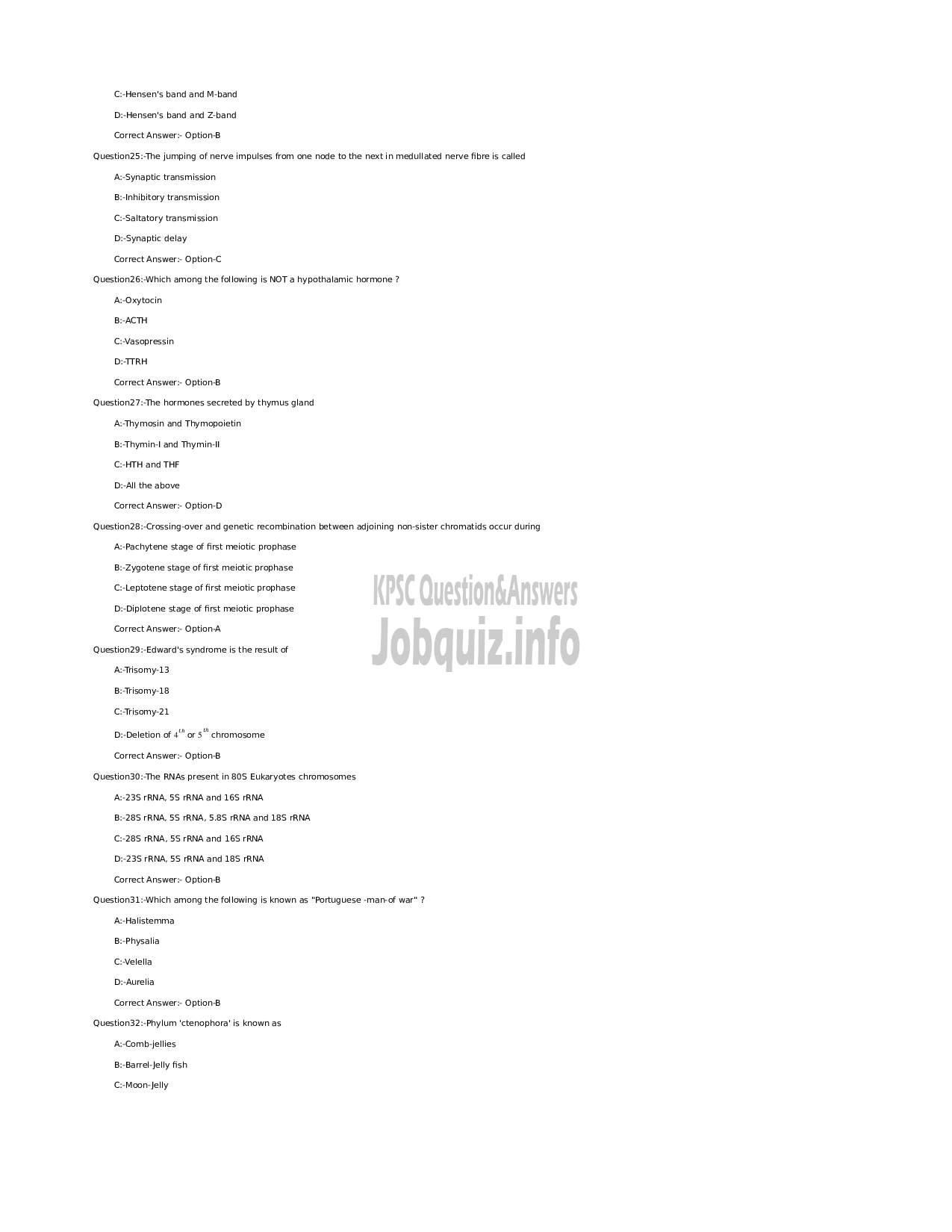 Kerala PSC Question Paper - Scientific Assistant (Biology) NCA- SC) - Kerala Police Service Forensic Science Laboratory  -4