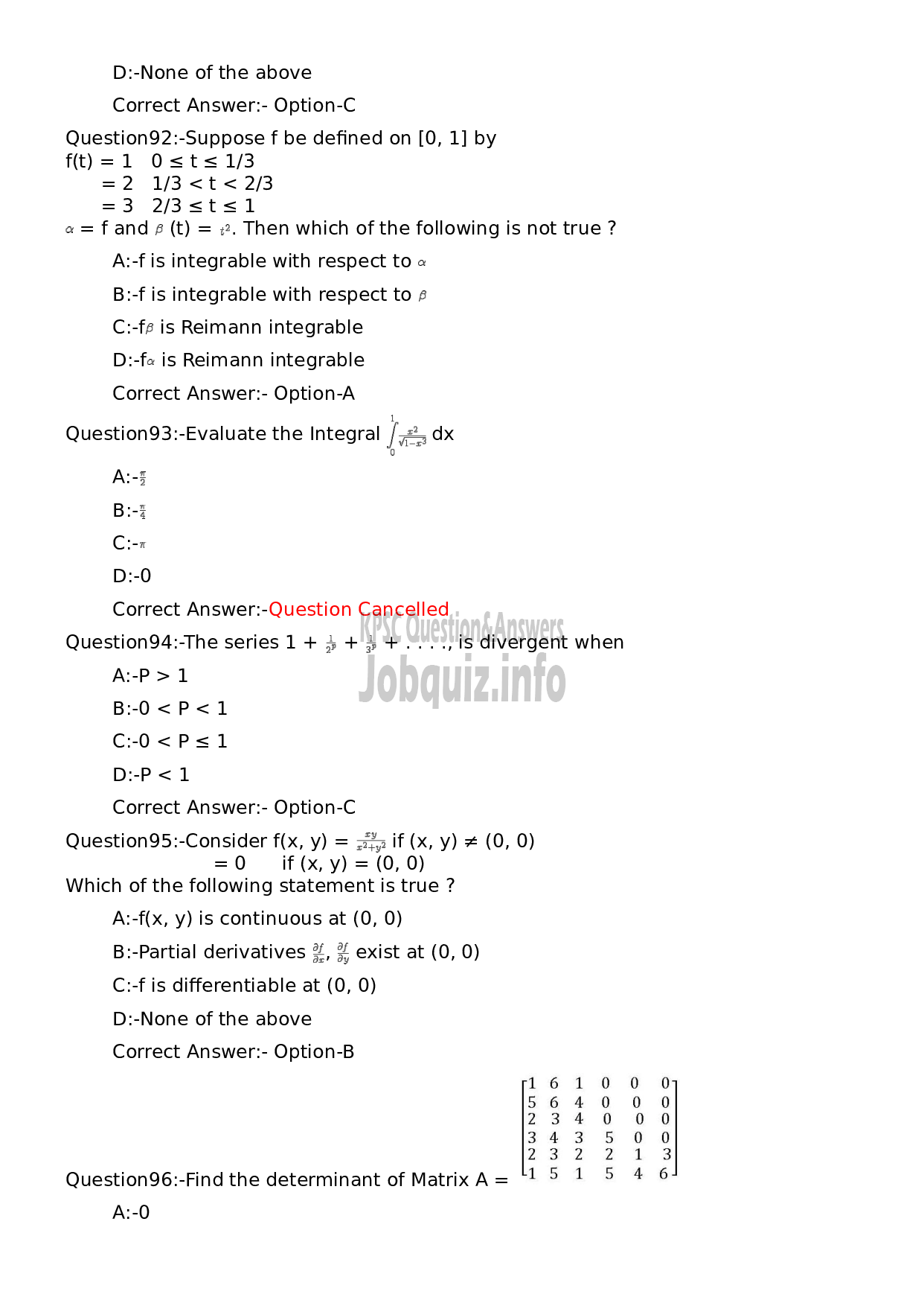 Kerala PSC Question Paper - Statistician-20