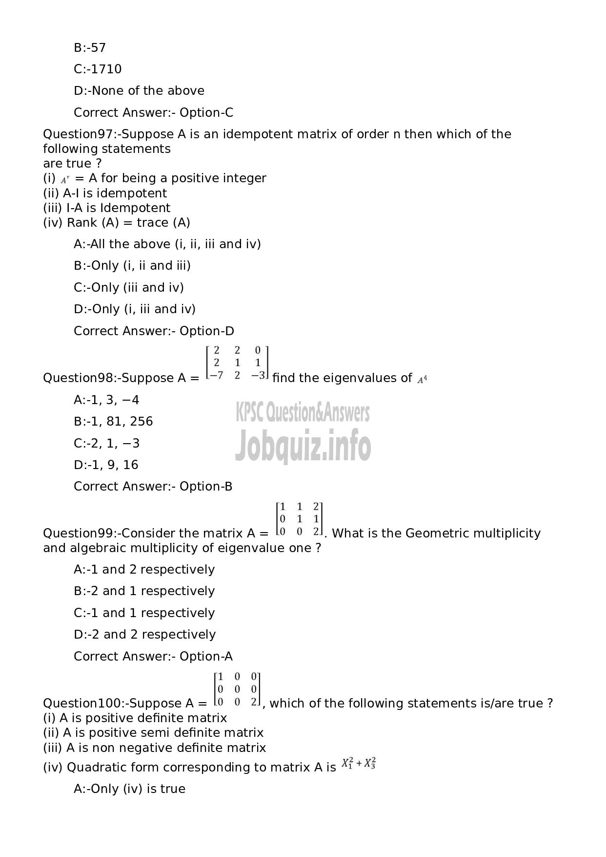 Kerala PSC Question Paper - Statistician-21