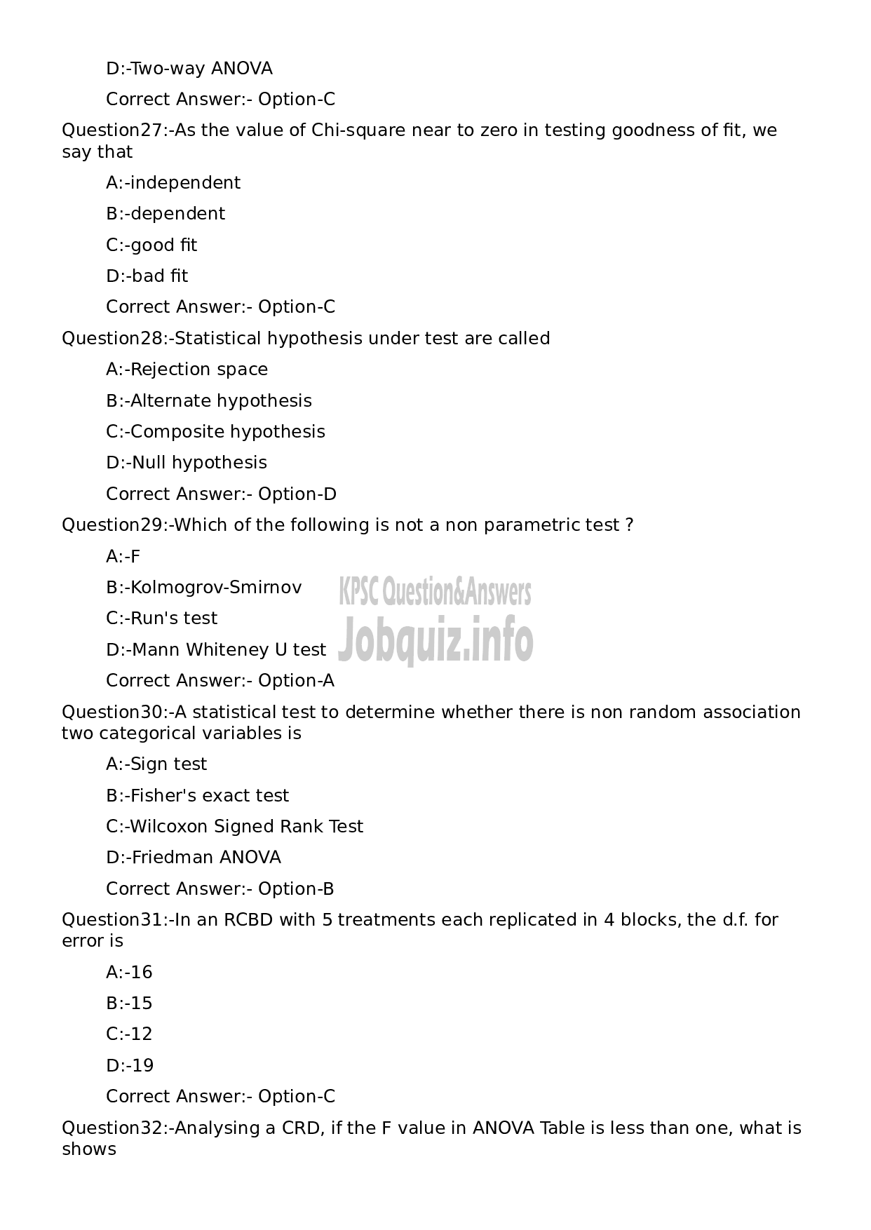 Kerala PSC Question Paper - Statistician-6