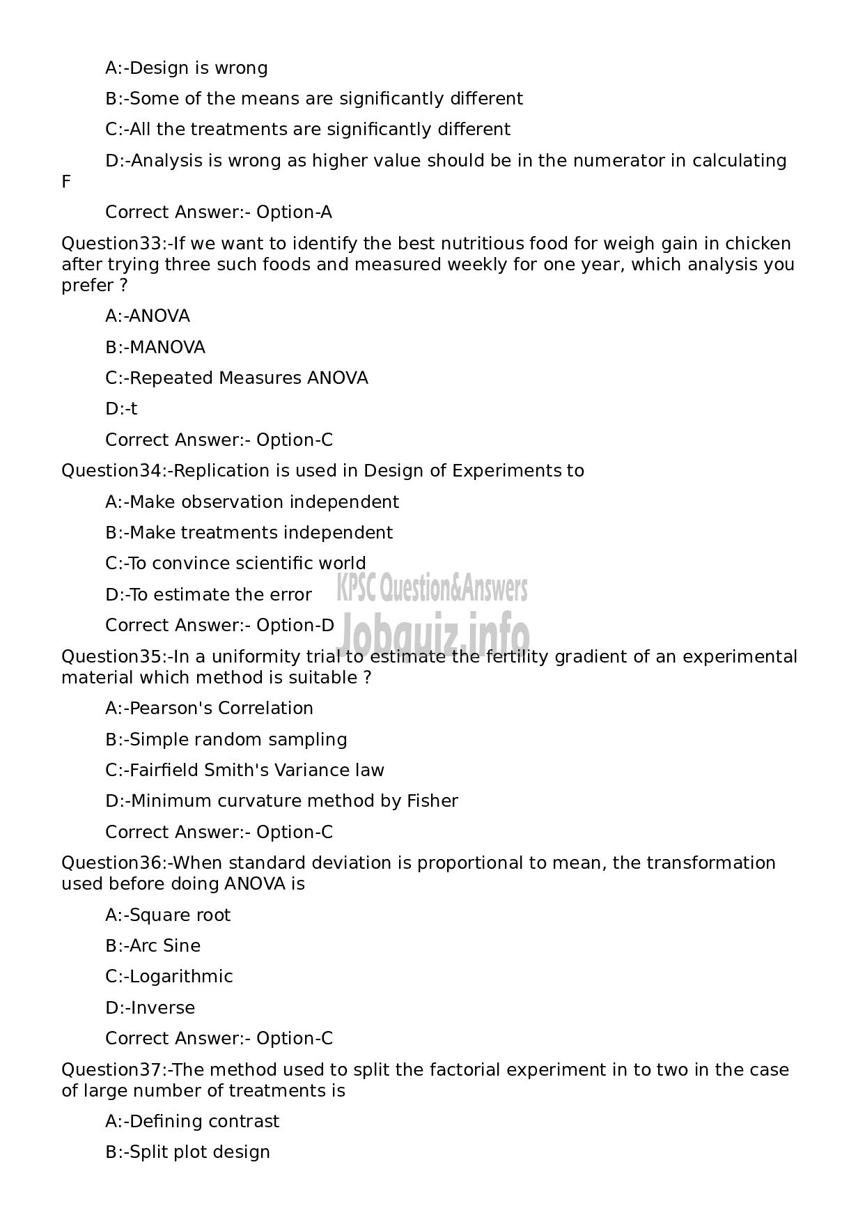 Kerala PSC Question Paper - Statistician-7