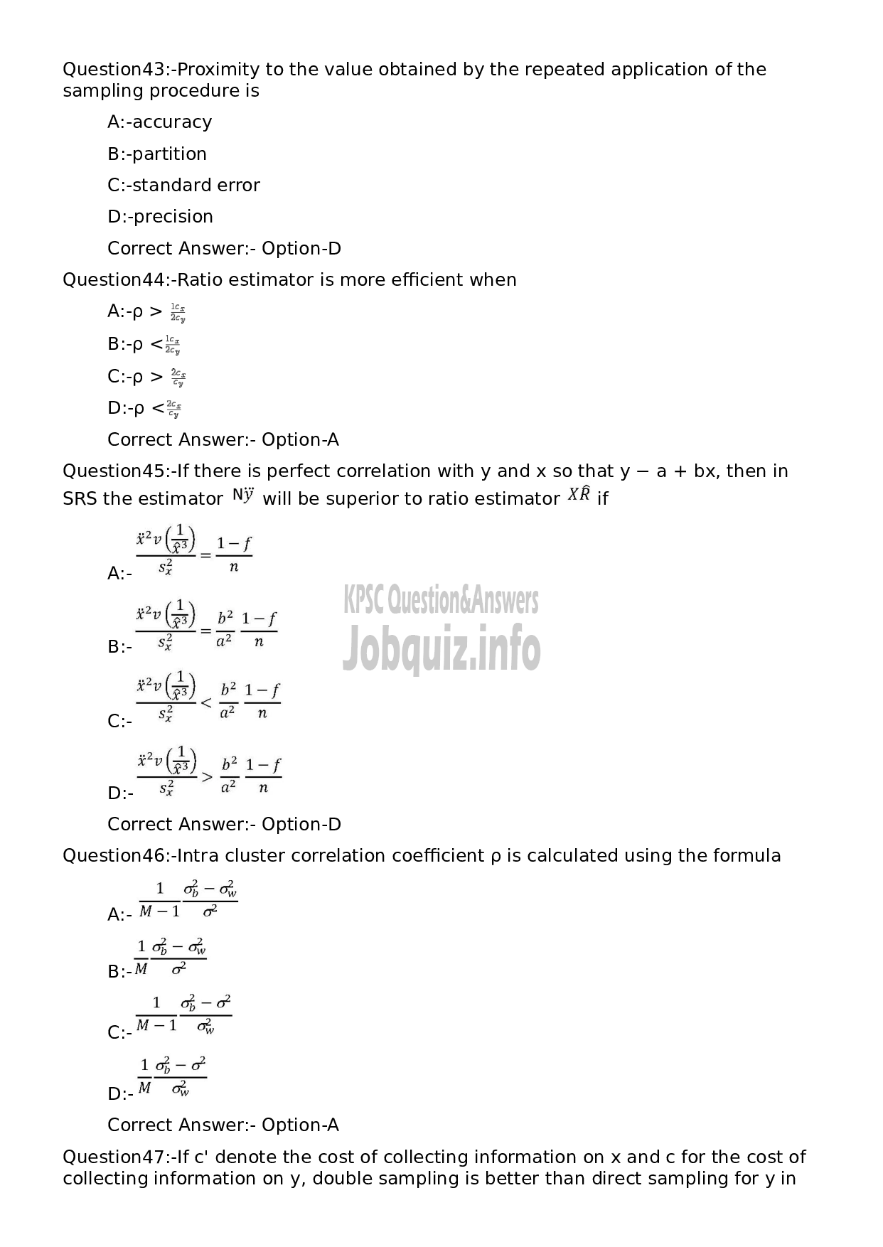 Kerala PSC Question Paper - Statistician-9