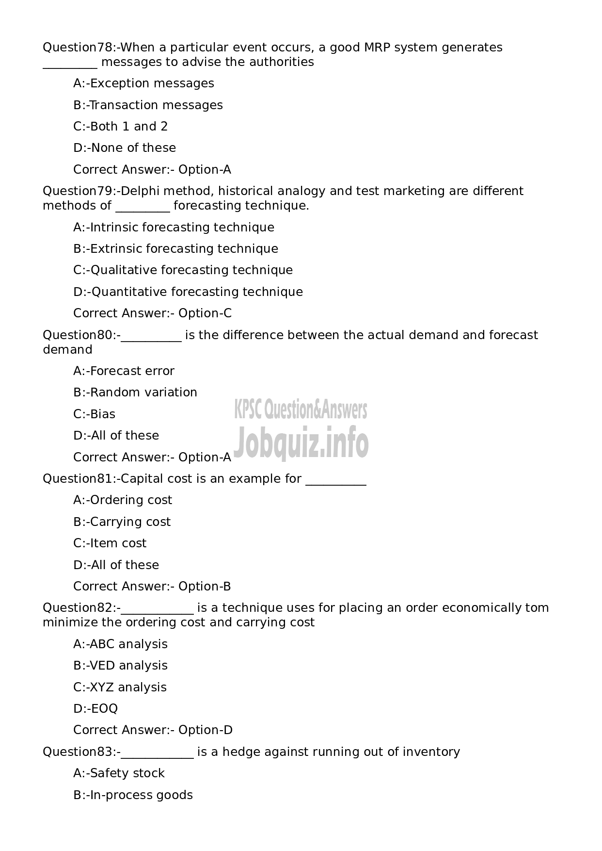 Kerala PSC Question Paper - Stores/ Purchase Officer-17