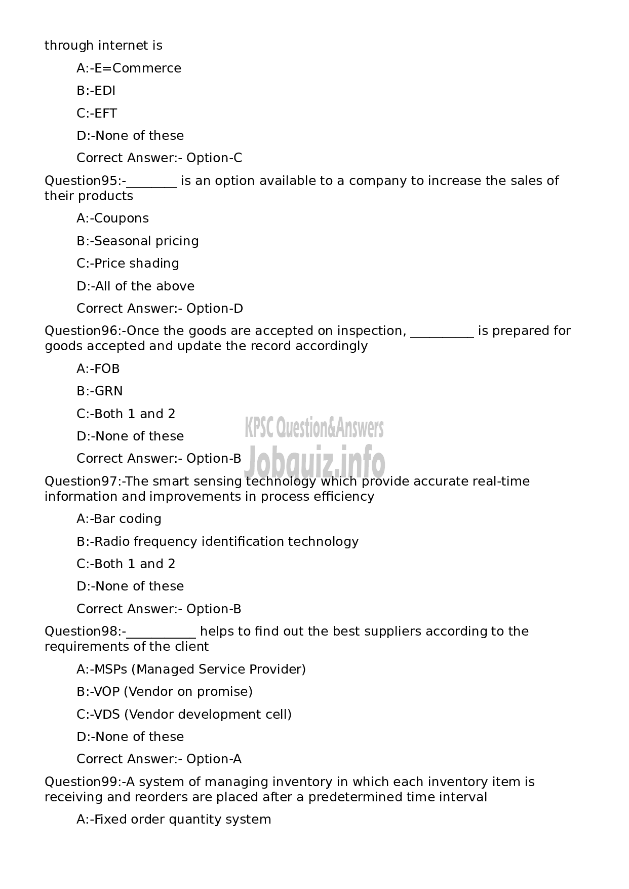 Kerala PSC Question Paper - Stores/ Purchase Officer-20