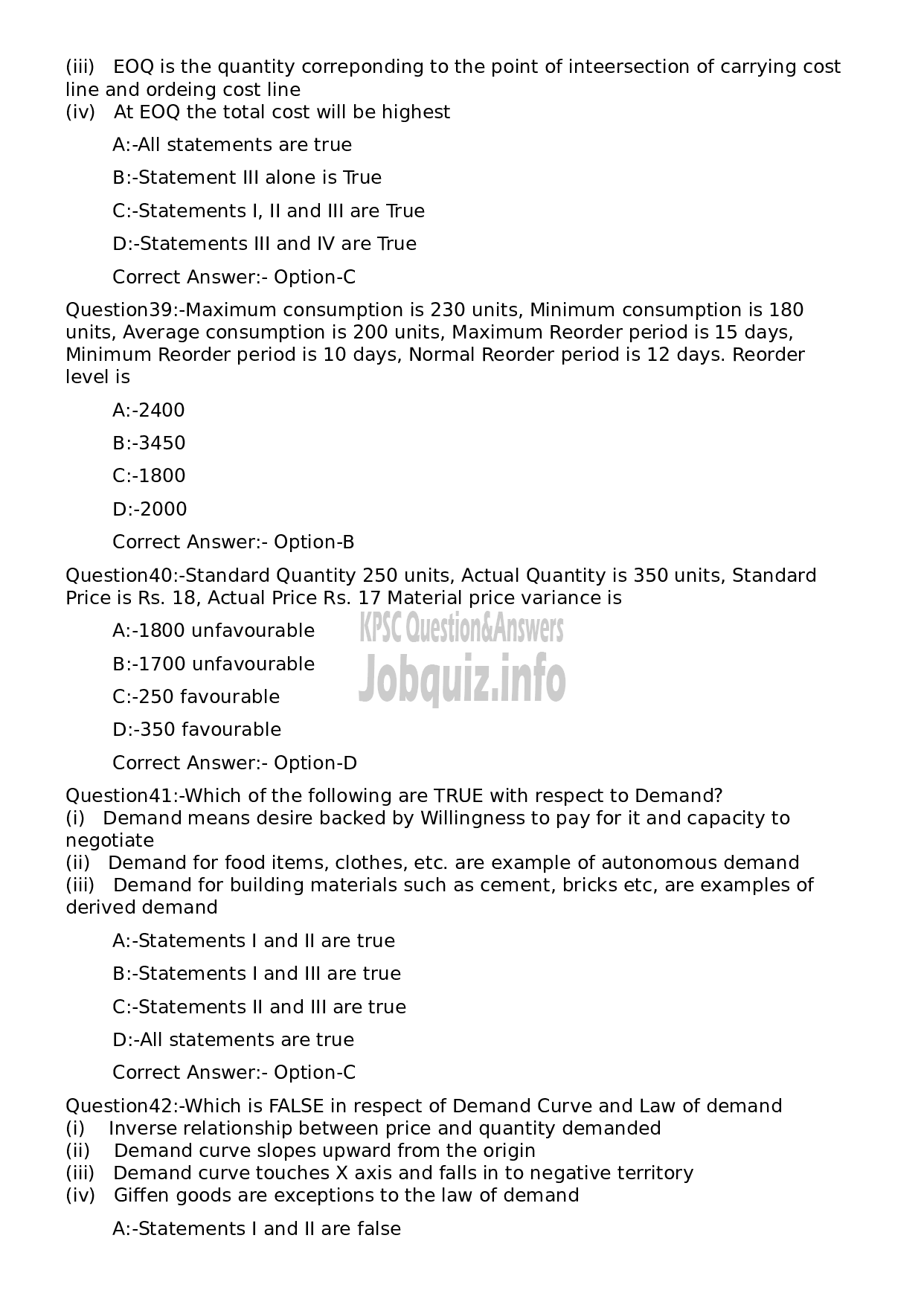 Kerala PSC Question Paper - Stores/ Purchase Officer-9