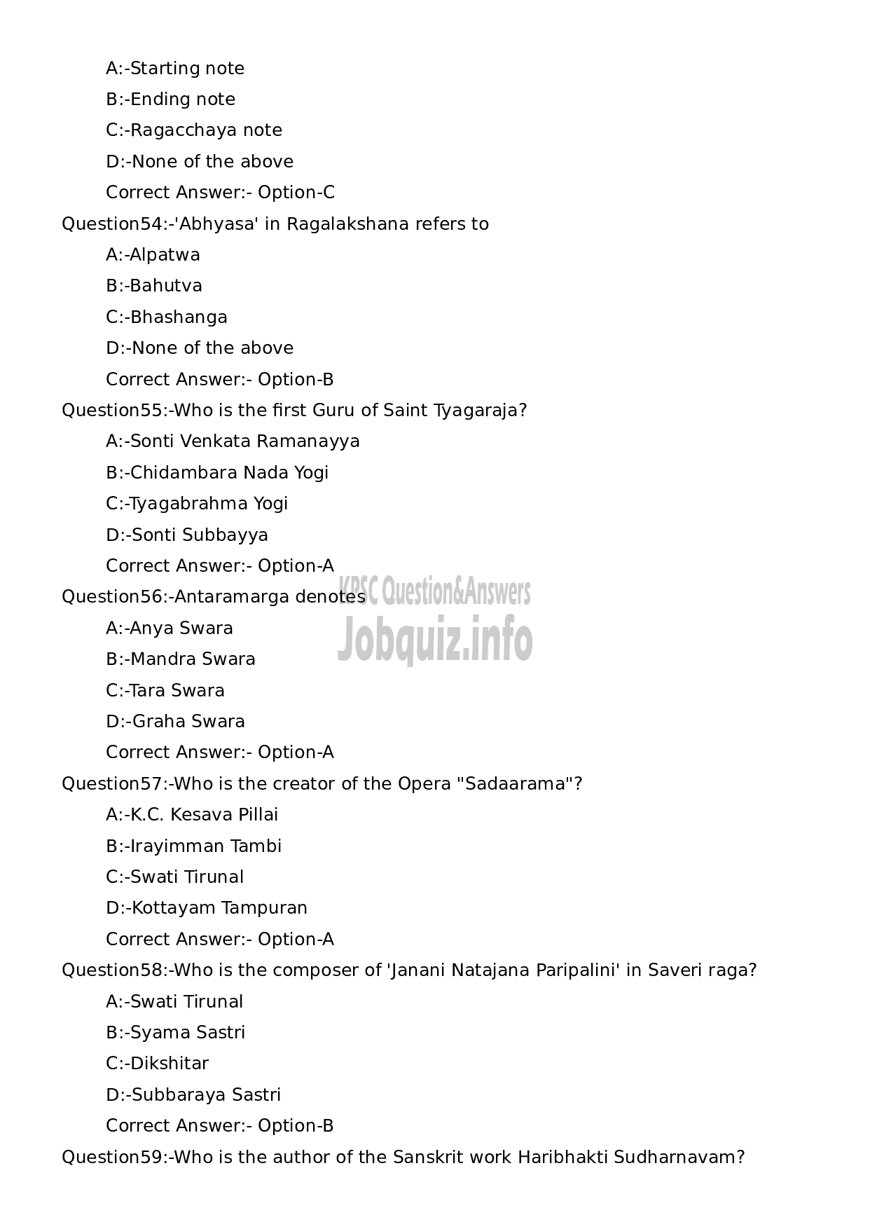 Kerala PSC Question Paper - Supporting Artist in Vocal for Bharathanatyam-11