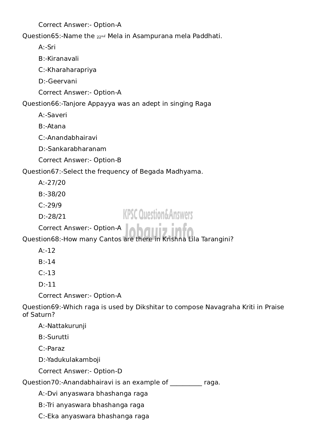 Kerala PSC Question Paper - Supporting Artist in Vocal for Bharathanatyam-13
