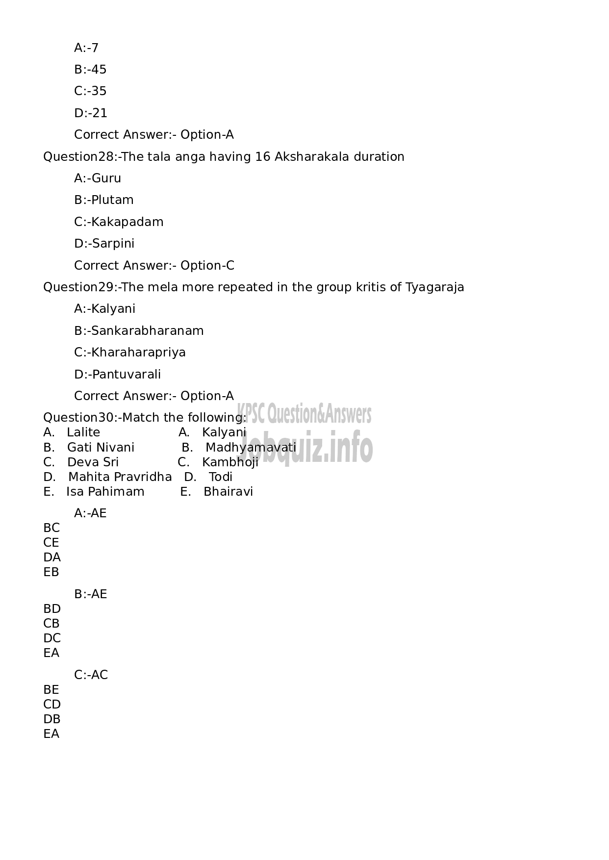 Kerala PSC Question Paper - Supporting Artist in Vocal for Bharathanatyam-6