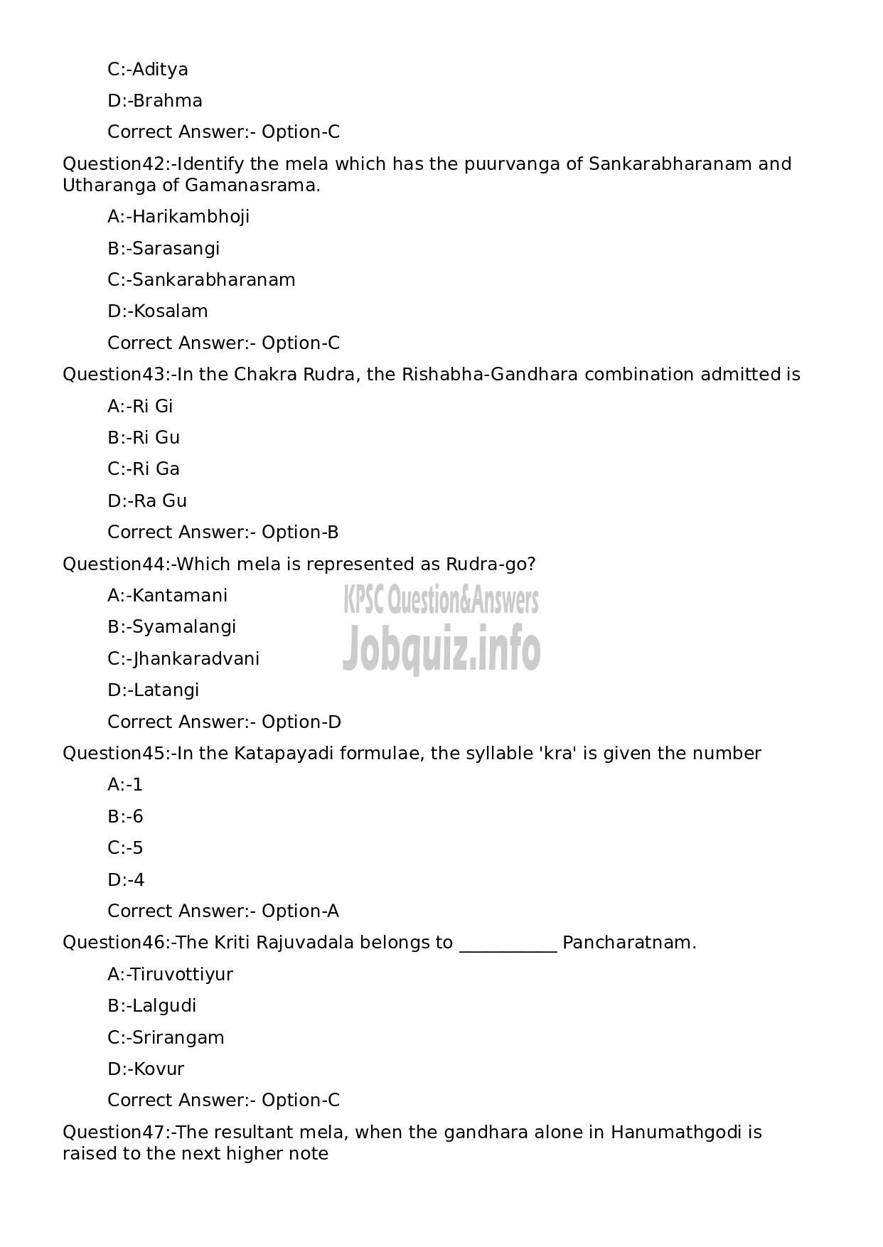 Kerala PSC Question Paper - Supporting Artist in Vocal for Bharathanatyam-9