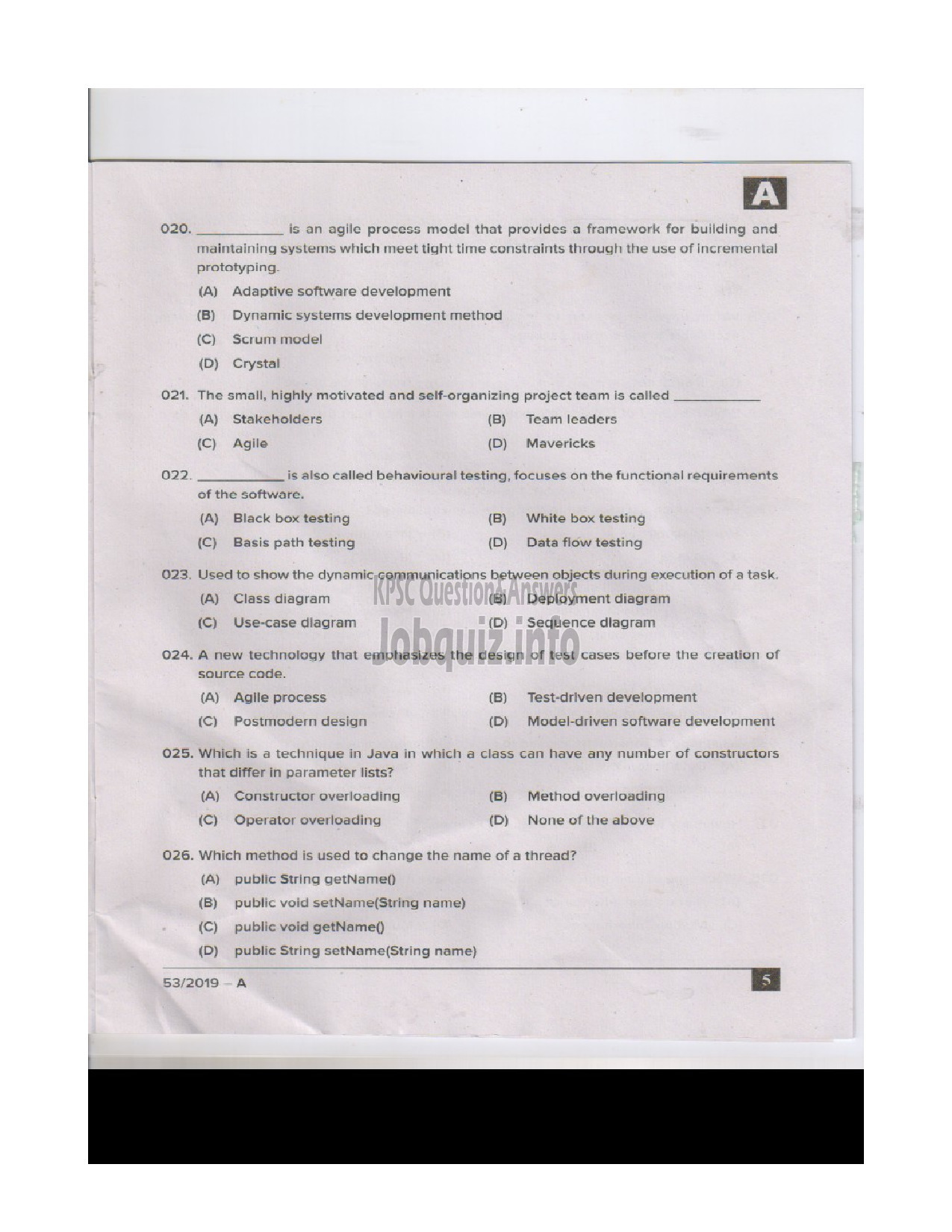 Kerala PSC Question Paper - System Analyst (SR for ST only) Kerala State Coir Corporation/Programmer English -4