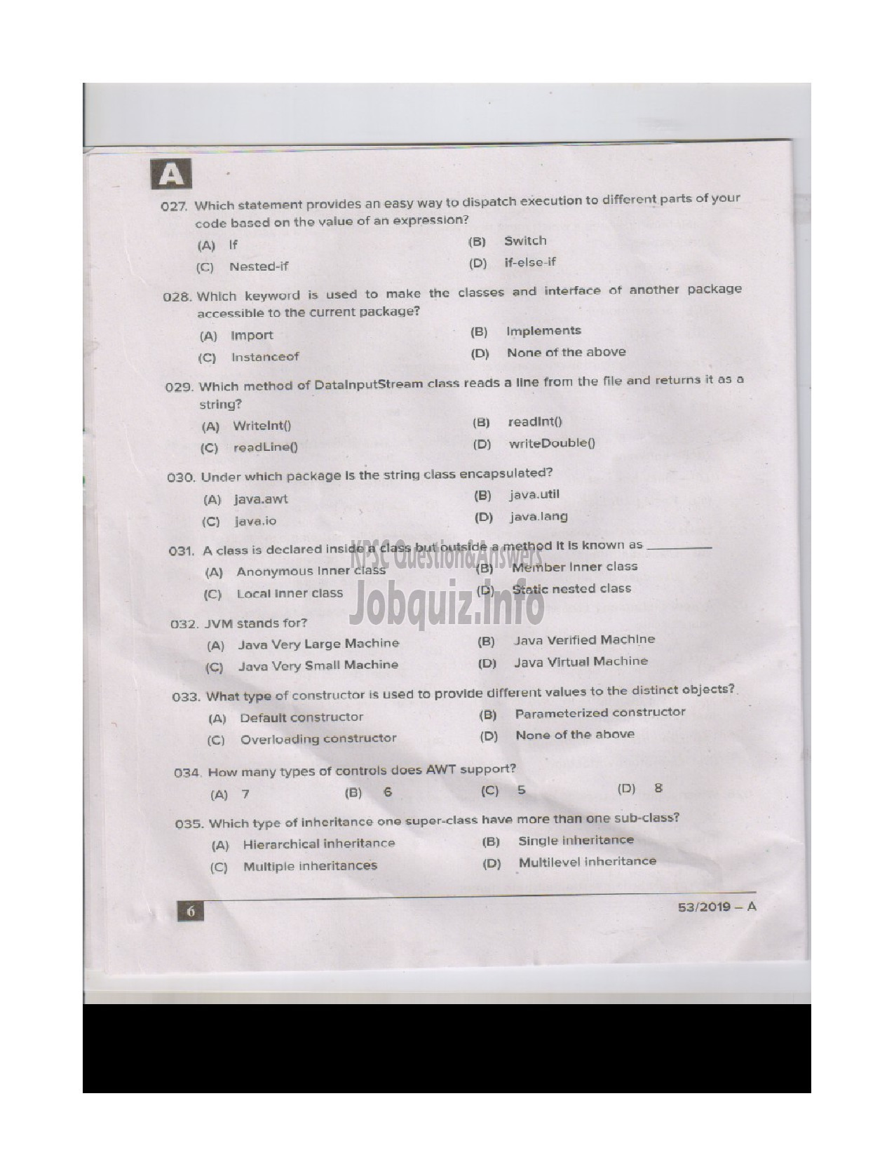 Kerala PSC Question Paper - System Analyst (SR for ST only) Kerala State Coir Corporation/Programmer English -5