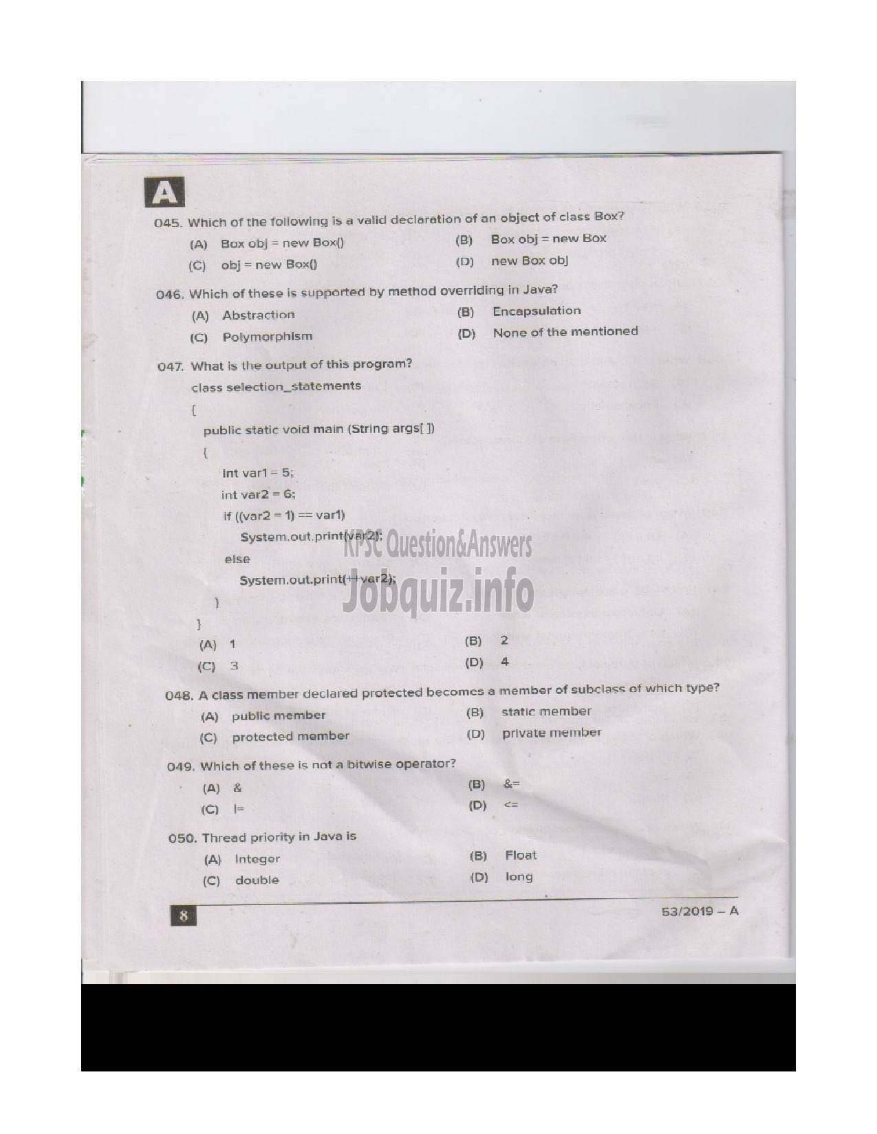 Kerala PSC Question Paper - System Analyst (SR for ST only) Kerala State Coir Corporation/Programmer English -7