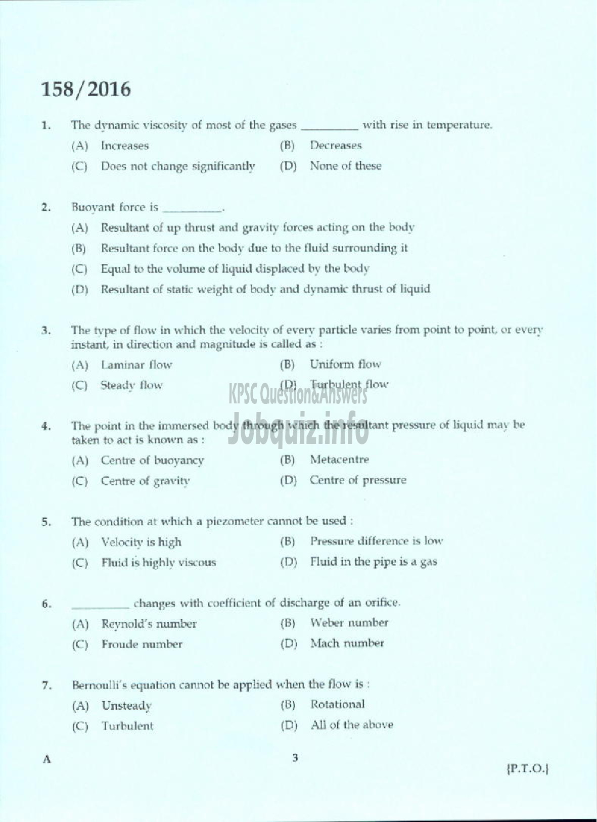 Kerala PSC Question Paper - TACER SOIL SURVEY AND SOIL CONSERVATION-1