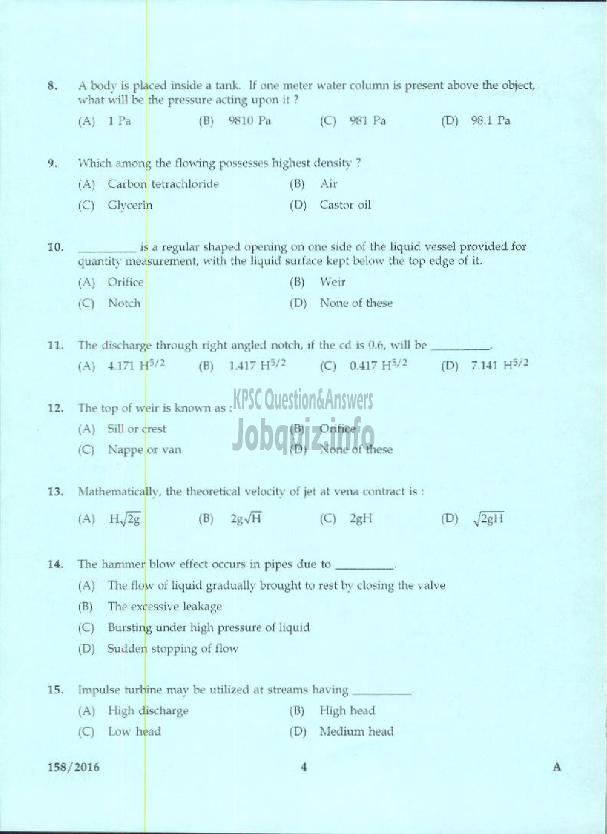 Kerala PSC Question Paper - TACER SOIL SURVEY AND SOIL CONSERVATION-2