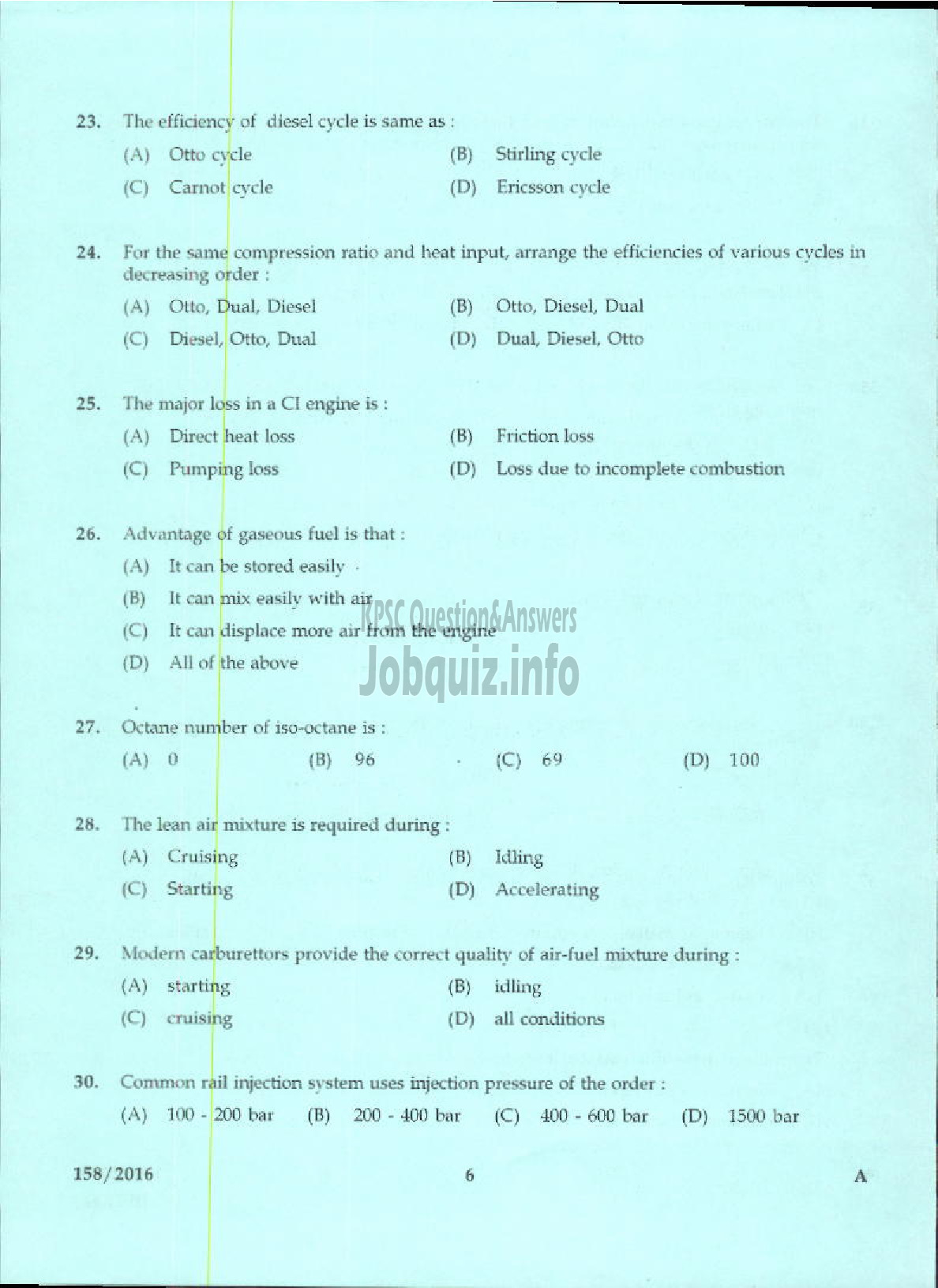 Kerala PSC Question Paper - TACER SOIL SURVEY AND SOIL CONSERVATION-4