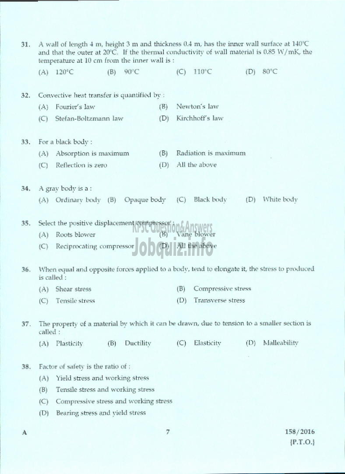 Kerala PSC Question Paper - TACER SOIL SURVEY AND SOIL CONSERVATION-5