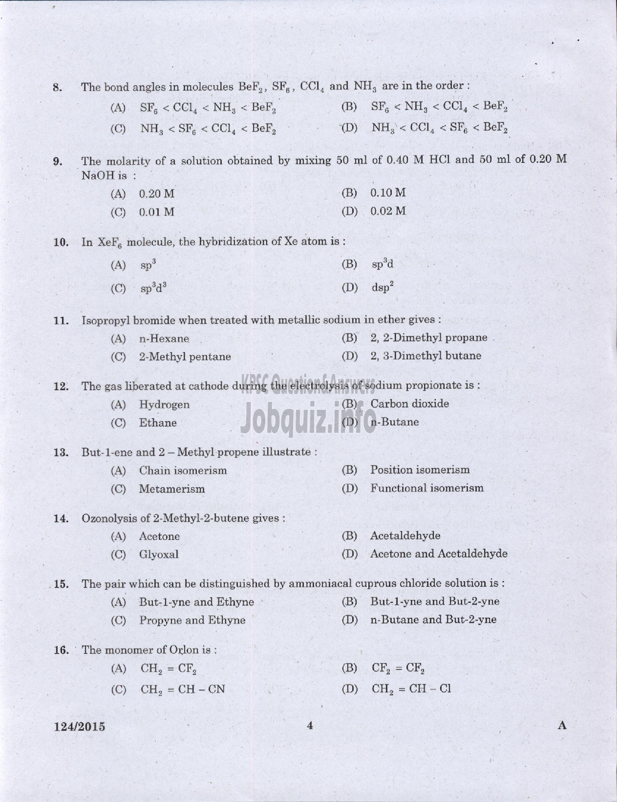 Kerala PSC Question Paper - TECHNICAL ASSISTANT DRUGS CONTROL-2