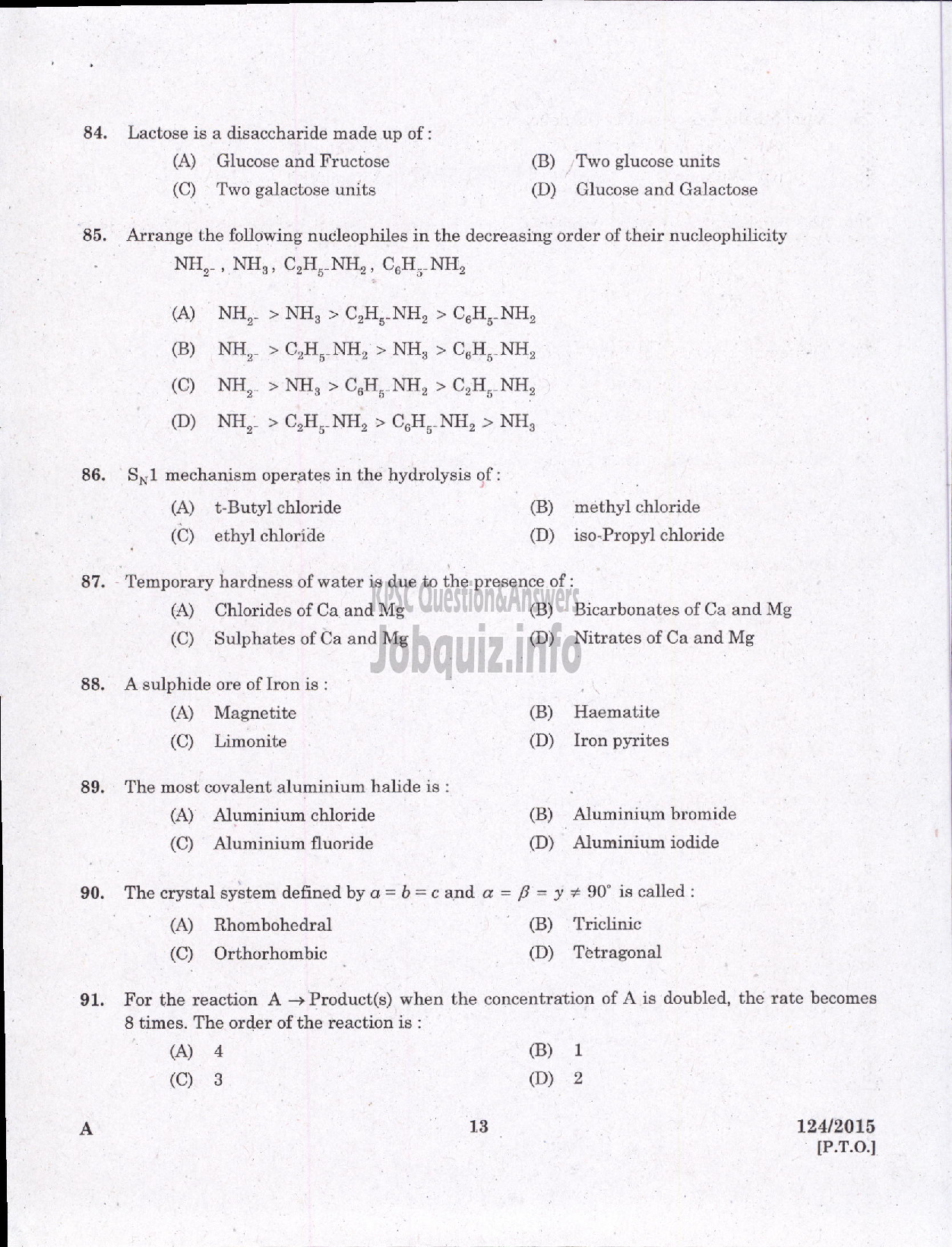 Kerala PSC Question Paper - TECHNICAL ASSISTANT DRUGS CONTROL-11