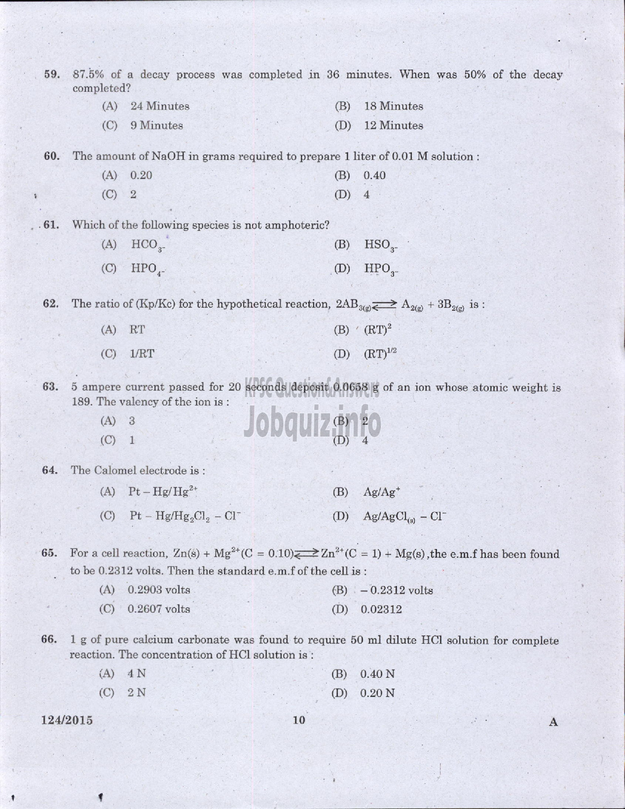 Kerala PSC Question Paper - TECHNICAL ASSISTANT DRUGS CONTROL-8