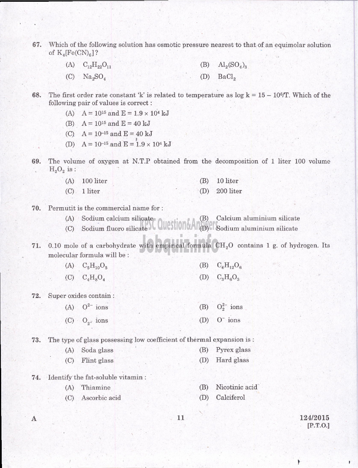 Kerala PSC Question Paper - TECHNICAL ASSISTANT DRUGS CONTROL-9