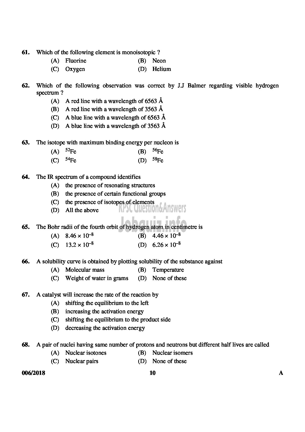 Kerala PSC Question Paper - TECHNICAL ASSISTANT GR II GOVERNMENT ANALYSTS LABORATORY FOOD SAFETY DEPT QUESTION PAPER-10