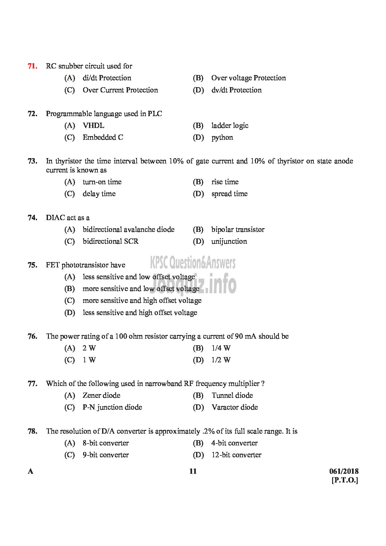 Kerala PSC Question Paper - TECHNICAL ASSISTANT LEGAL METROLOGY-11