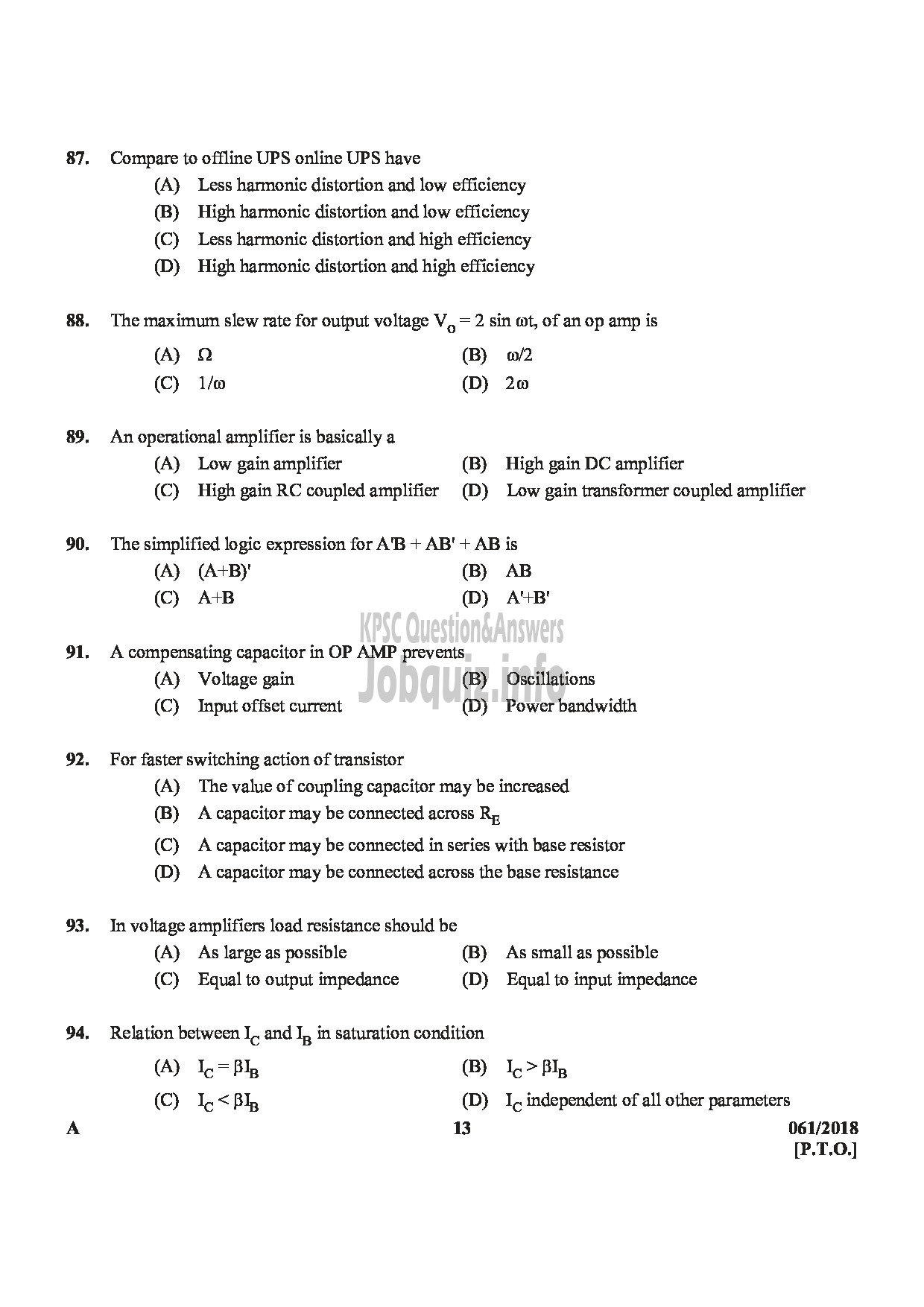 Kerala PSC Question Paper - TECHNICAL ASSISTANT LEGAL METROLOGY-13