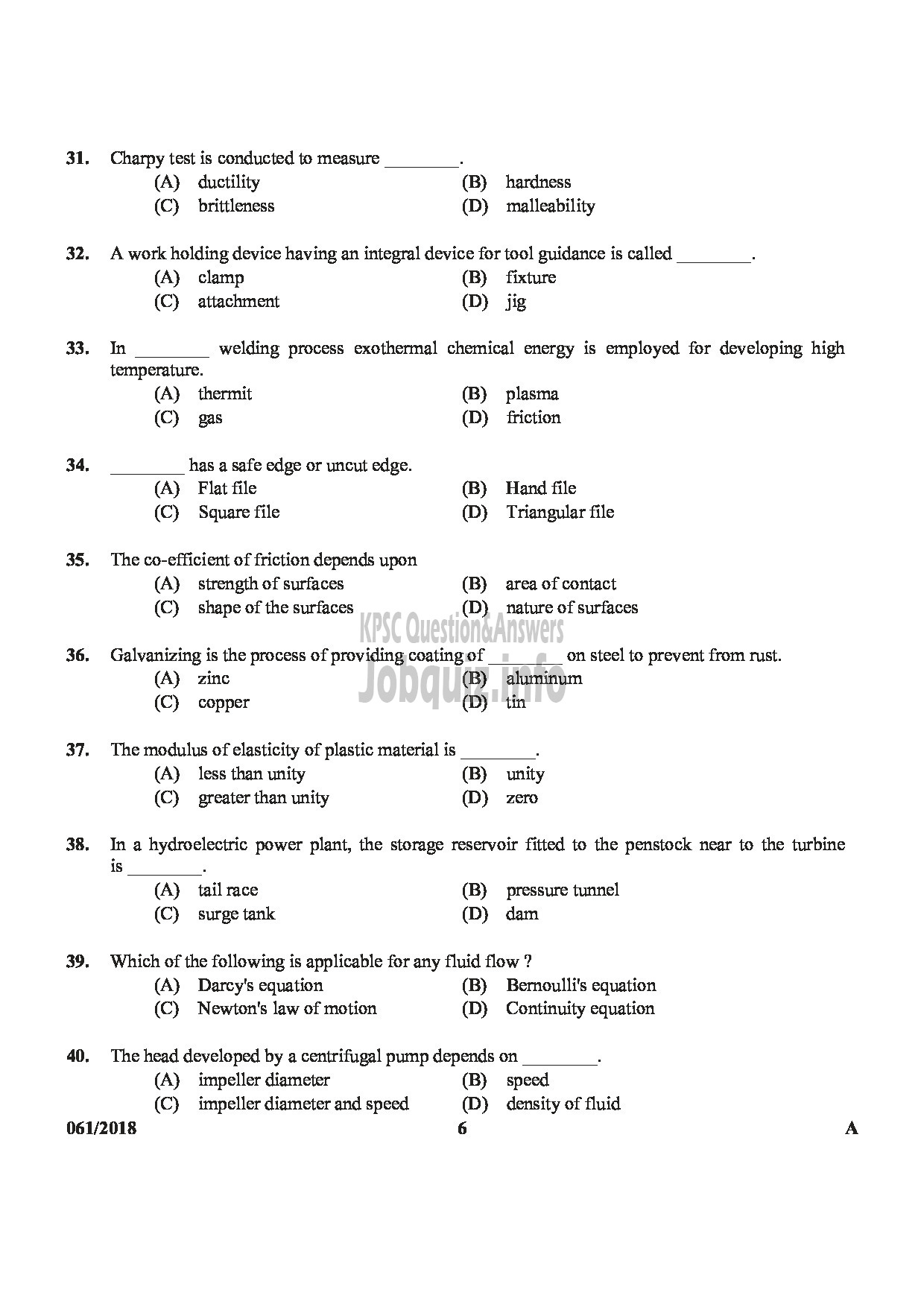 Kerala PSC Question Paper - TECHNICAL ASSISTANT LEGAL METROLOGY-6