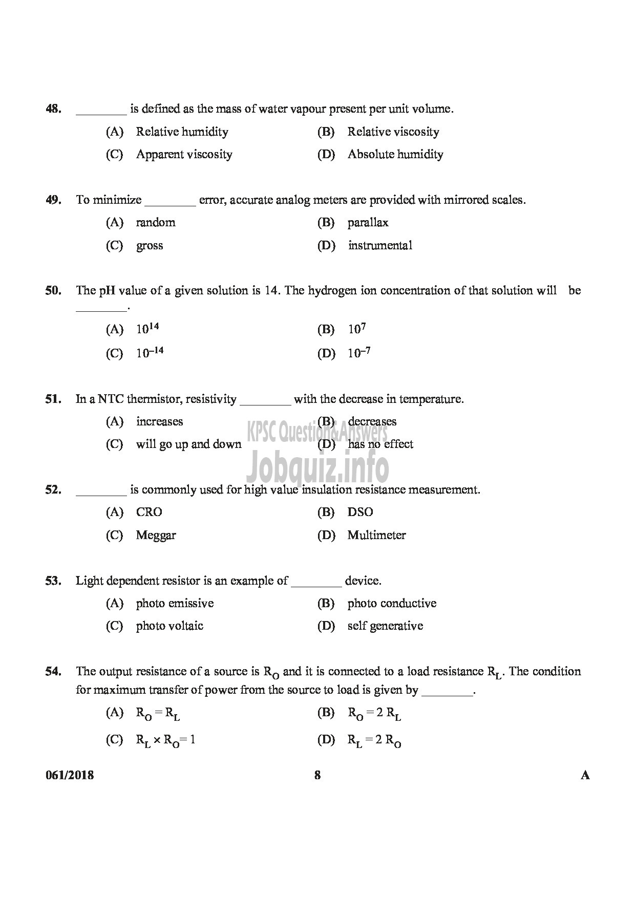 Kerala PSC Question Paper - TECHNICAL ASSISTANT LEGAL METROLOGY-8