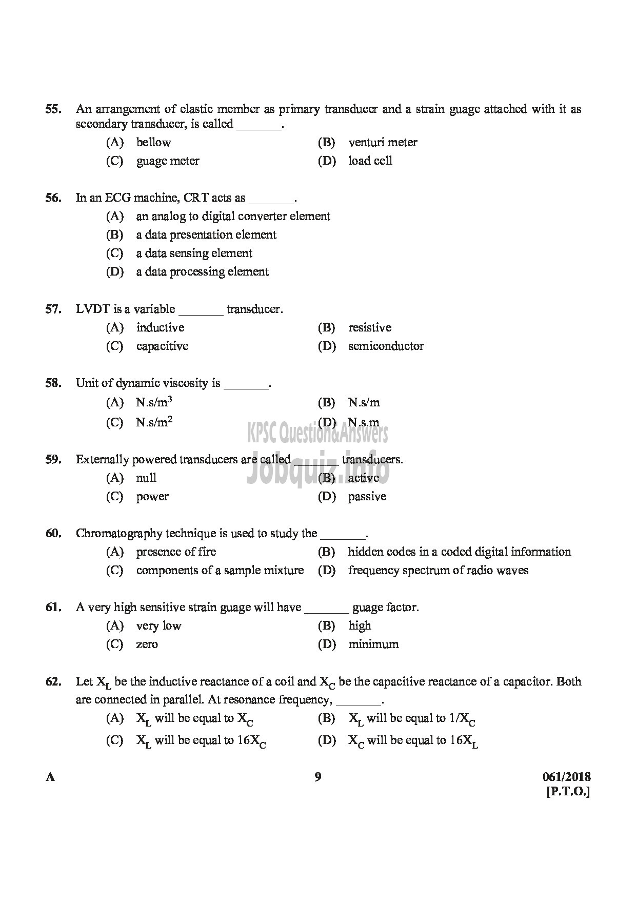 Kerala PSC Question Paper - TECHNICAL ASSISTANT LEGAL METROLOGY-9