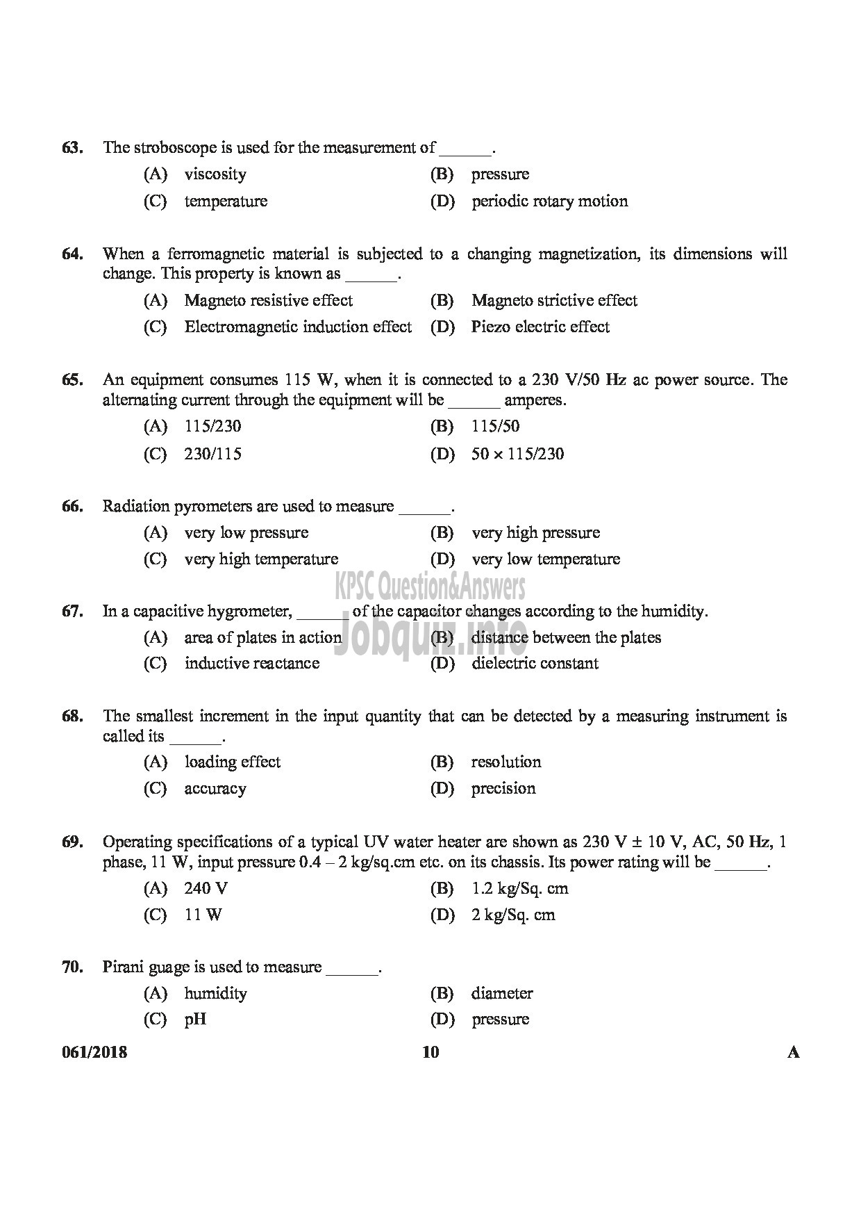 Kerala PSC Question Paper - TECHNICAL ASSISTANT LEGAL METROLOGY-10