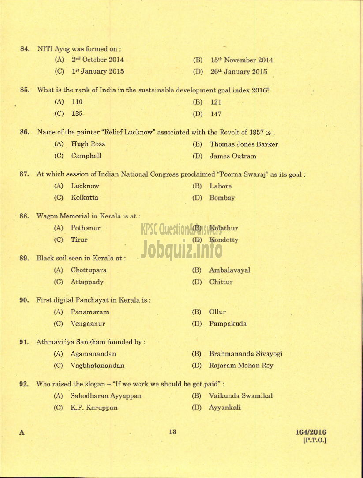 Kerala PSC Question Paper - TECHNICAL SUPERVISOR KERALA ARTISANS DEVT CORPORATION LTD-11