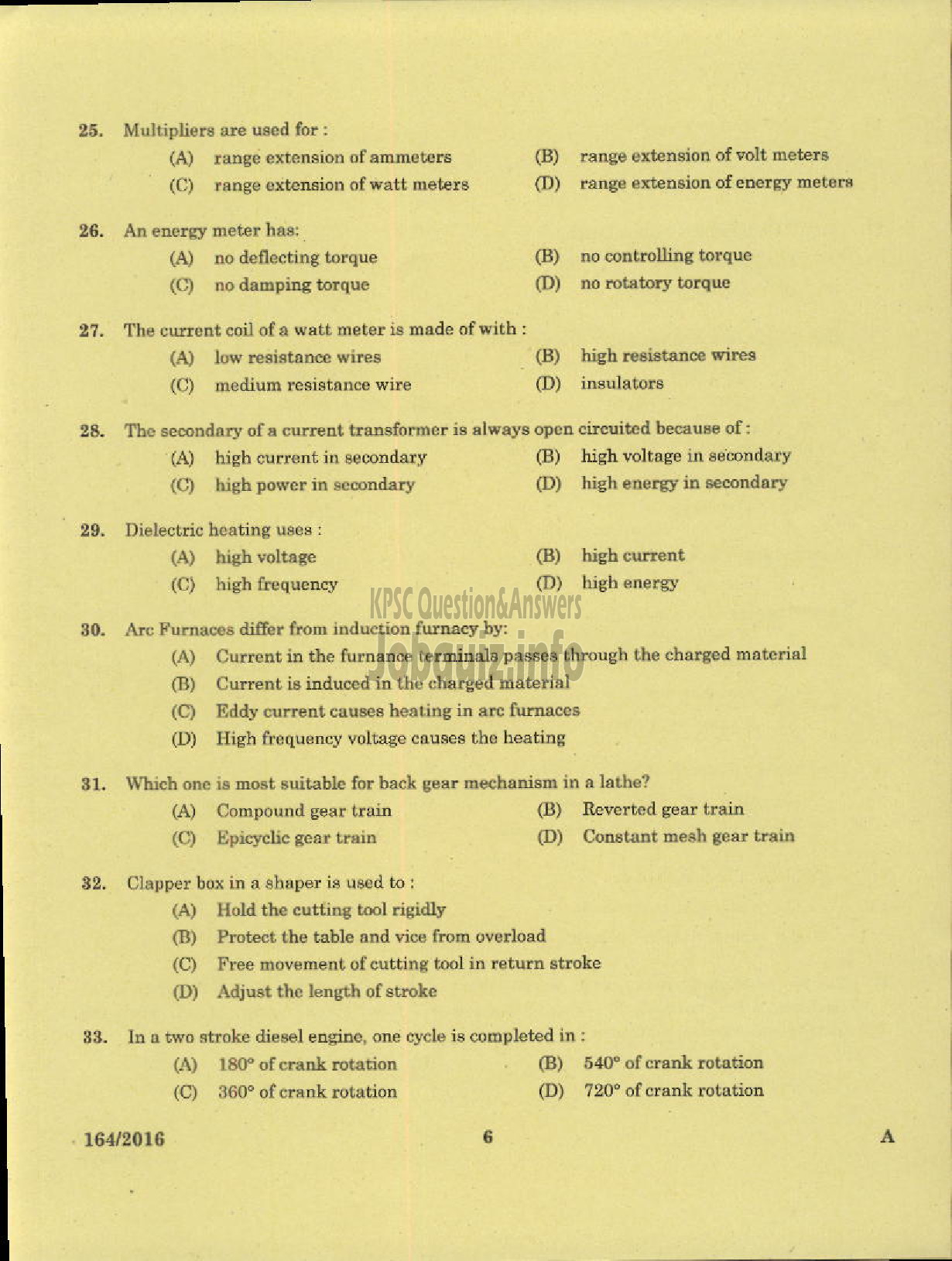 Kerala PSC Question Paper - TECHNICAL SUPERVISOR KERALA ARTISANS DEVT CORPORATION LTD-4