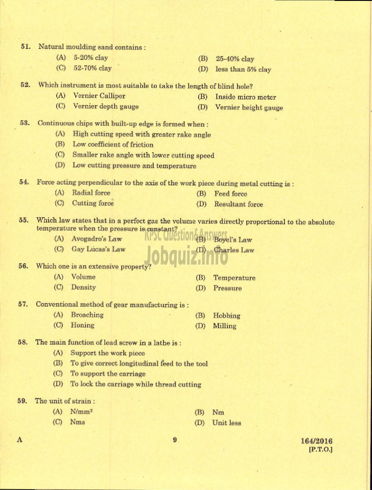 Kerala PSC Question Paper - TECHNICAL SUPERVISOR KERALA ARTISANS DEVT CORPORATION LTD-7