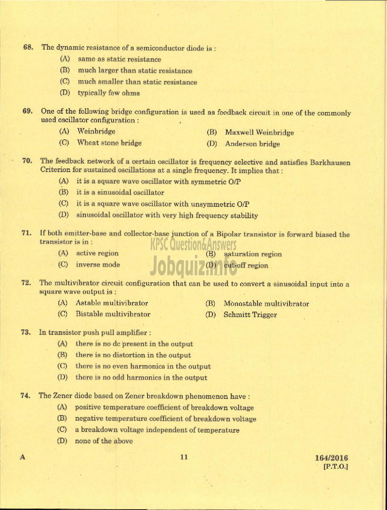 Kerala PSC Question Paper - TECHNICAL SUPERVISOR KERALA ARTISANS DEVT CORPORATION LTD-9