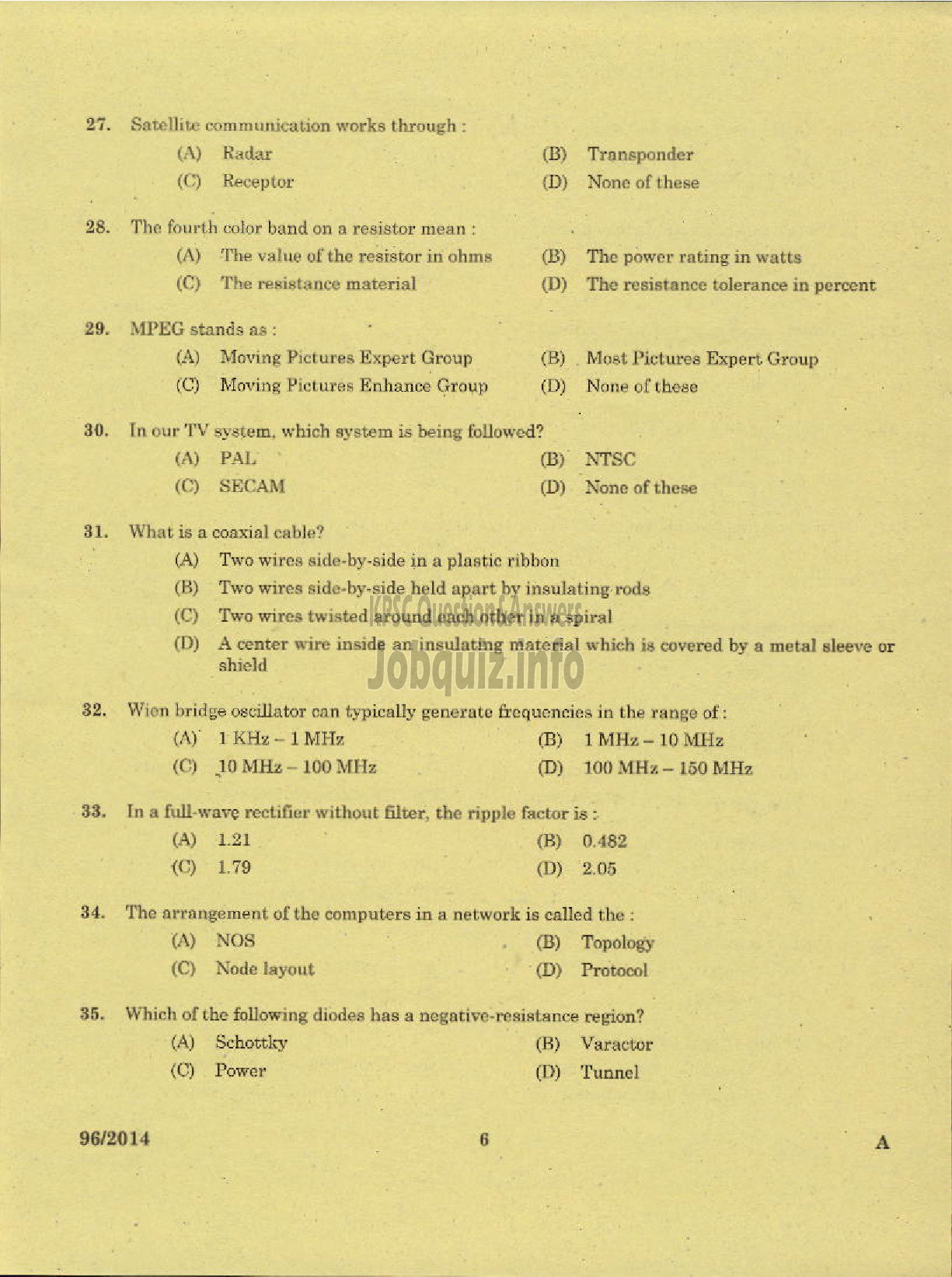 Kerala PSC Question Paper - TECHNICIAN GRADE II ELECTRONICS KERALA CO OPERATIVE MILK MARKETING FEDERATION-4